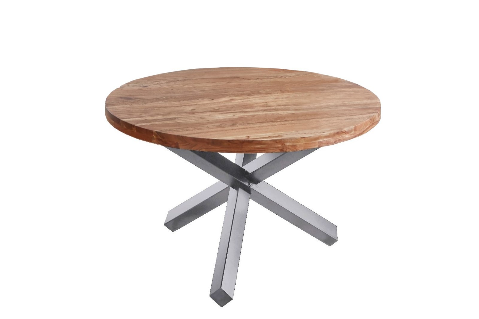  Esszimmertisch rund 130 cm Akazienholz Natur Silber RUNA