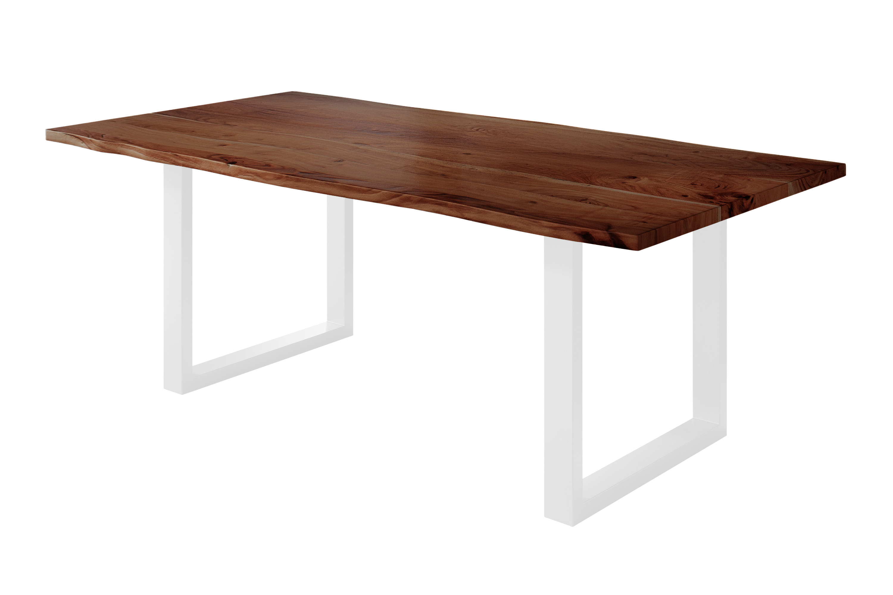 Esstisch Baumkante massiv Akazie nussbaum 180 x 90 weiß NICK
