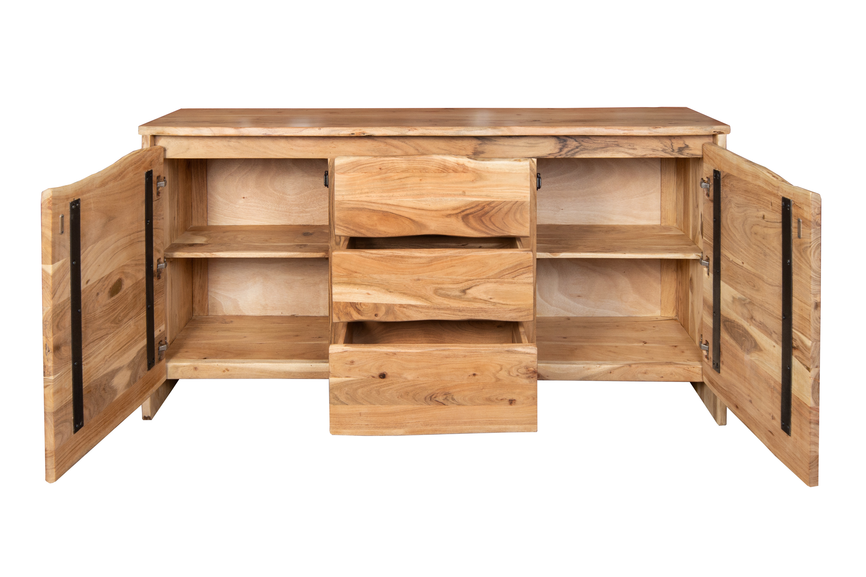 Sideboard Baumkante 170 x 45 x 90 cm Akazienholz massiv naturfarben DAHLIA