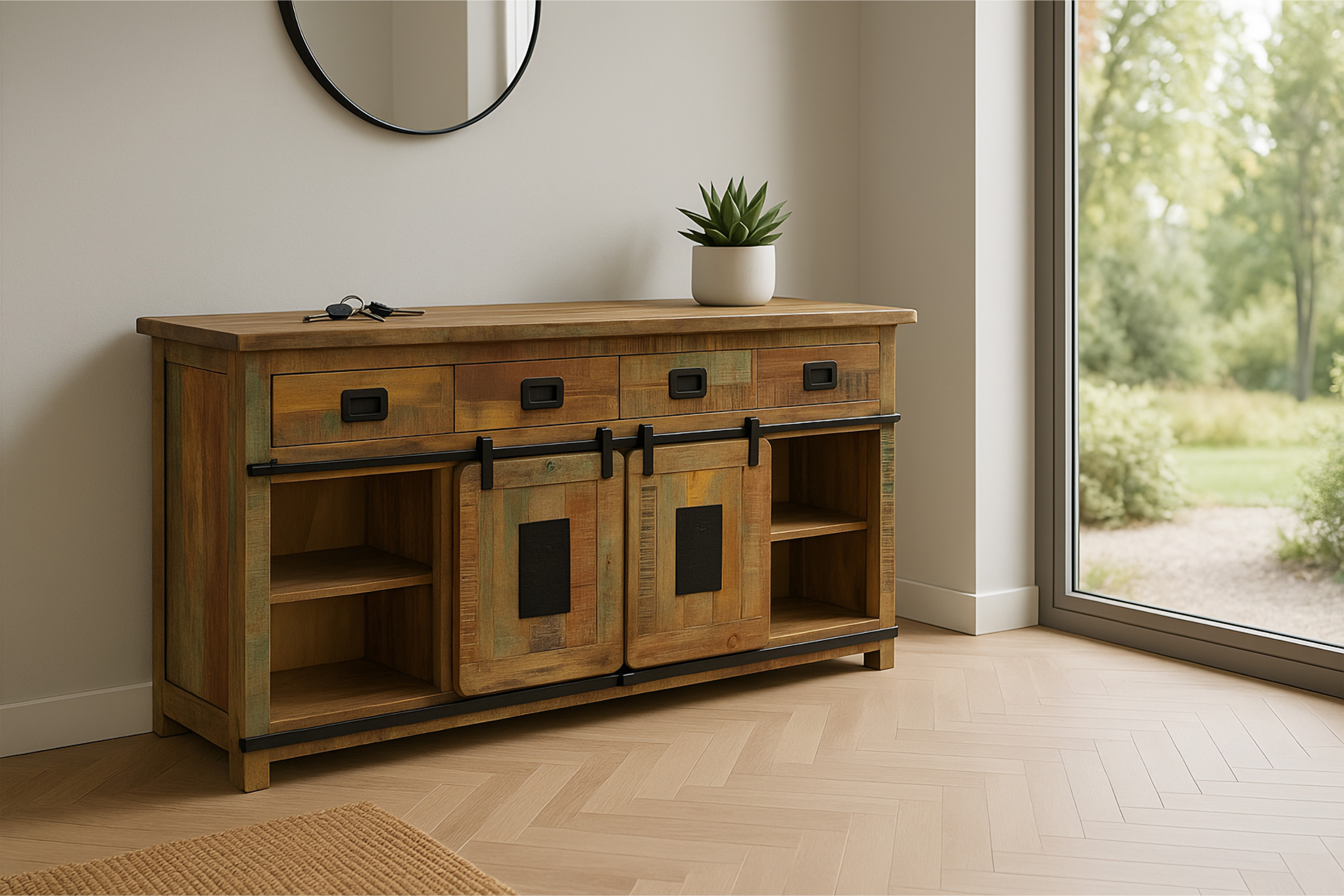 Sideboard Kommode Mango massiv vielfarbig 200 x 90 x 45 cm LIBRO