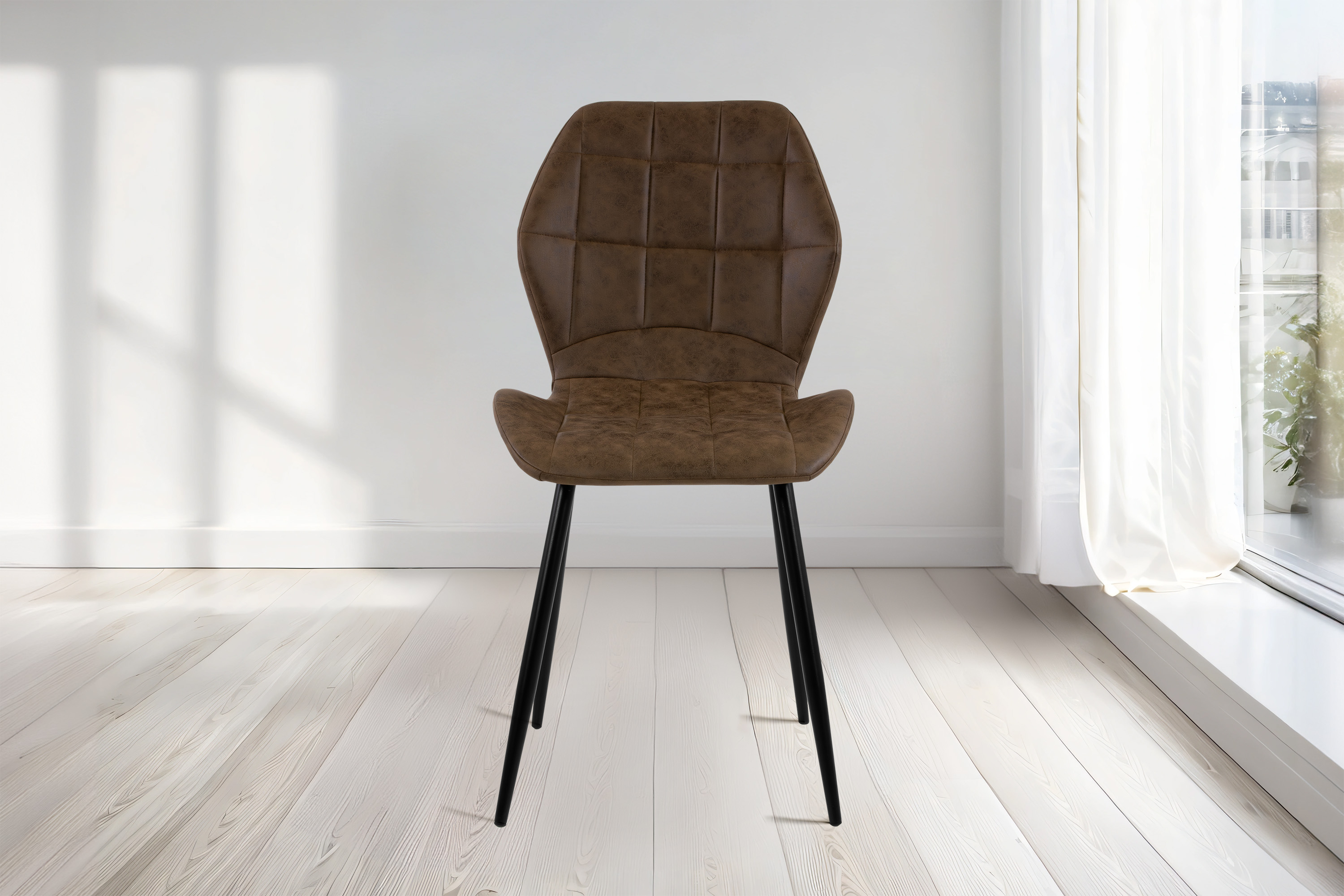 Esszimmerstuhl Schalenstuhl Wildlederoptik Metallfüße schwarz Ivy