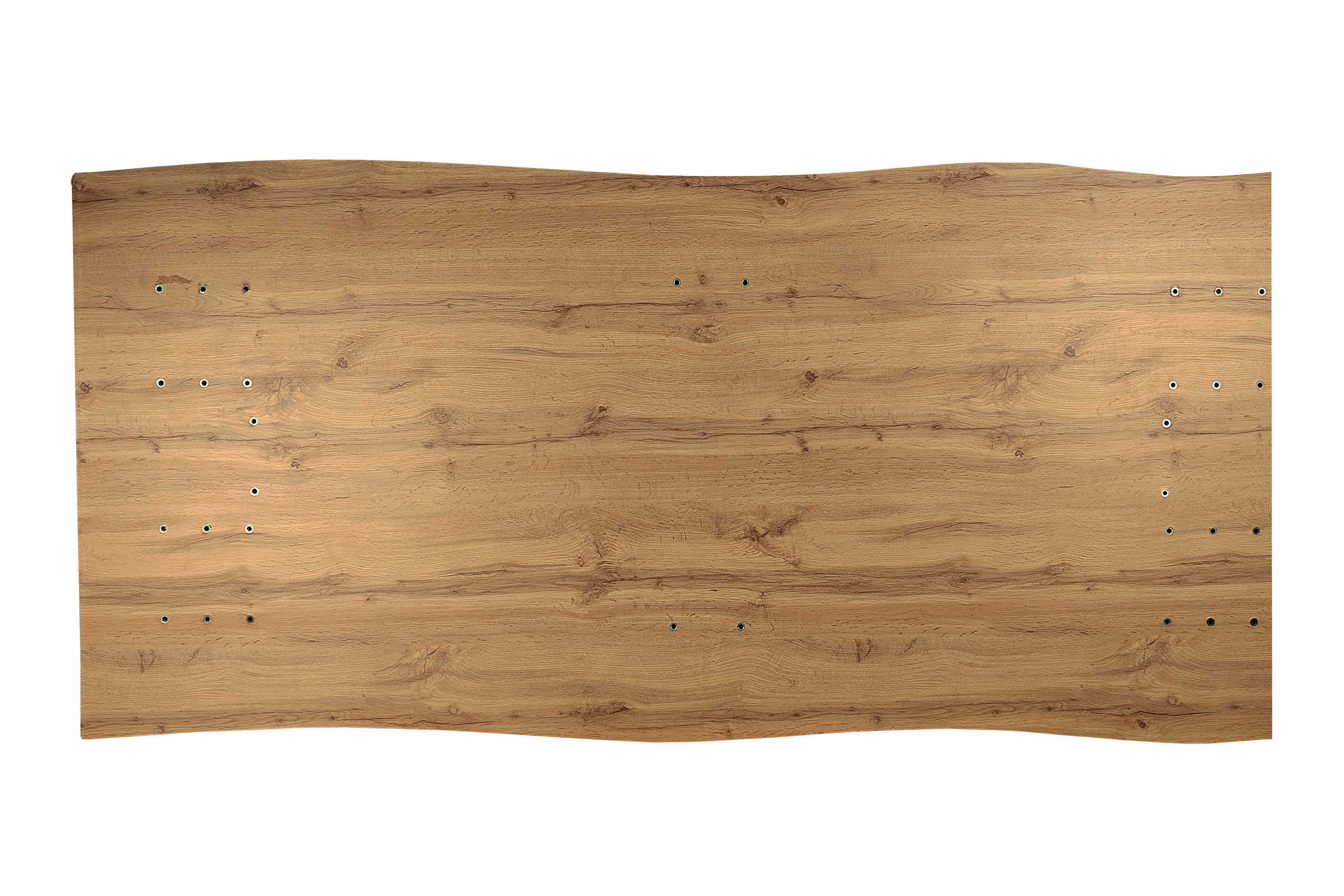 Esstisch Baumkante Holz-Optik Wildeiche 240 x 100 Spider-Gestell weiß JOSY