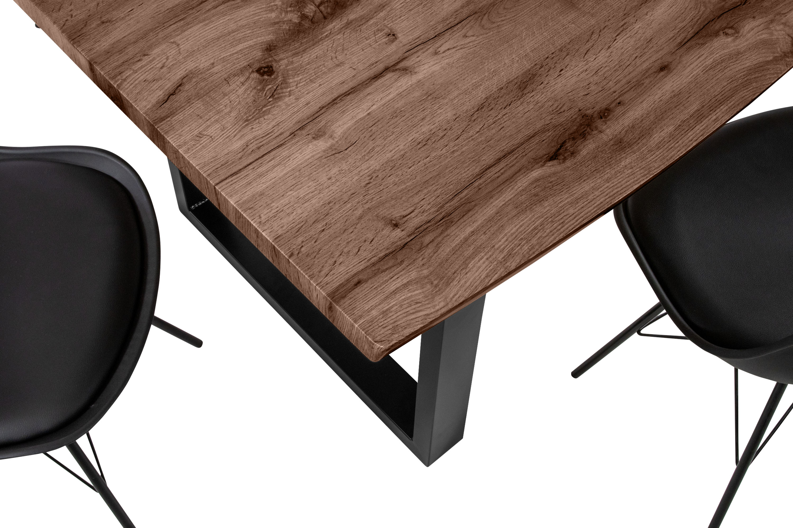 Esstisch Baumkante Holz-Optik Nussbaum 220 x 100 U-Gestell schwarz JOSY