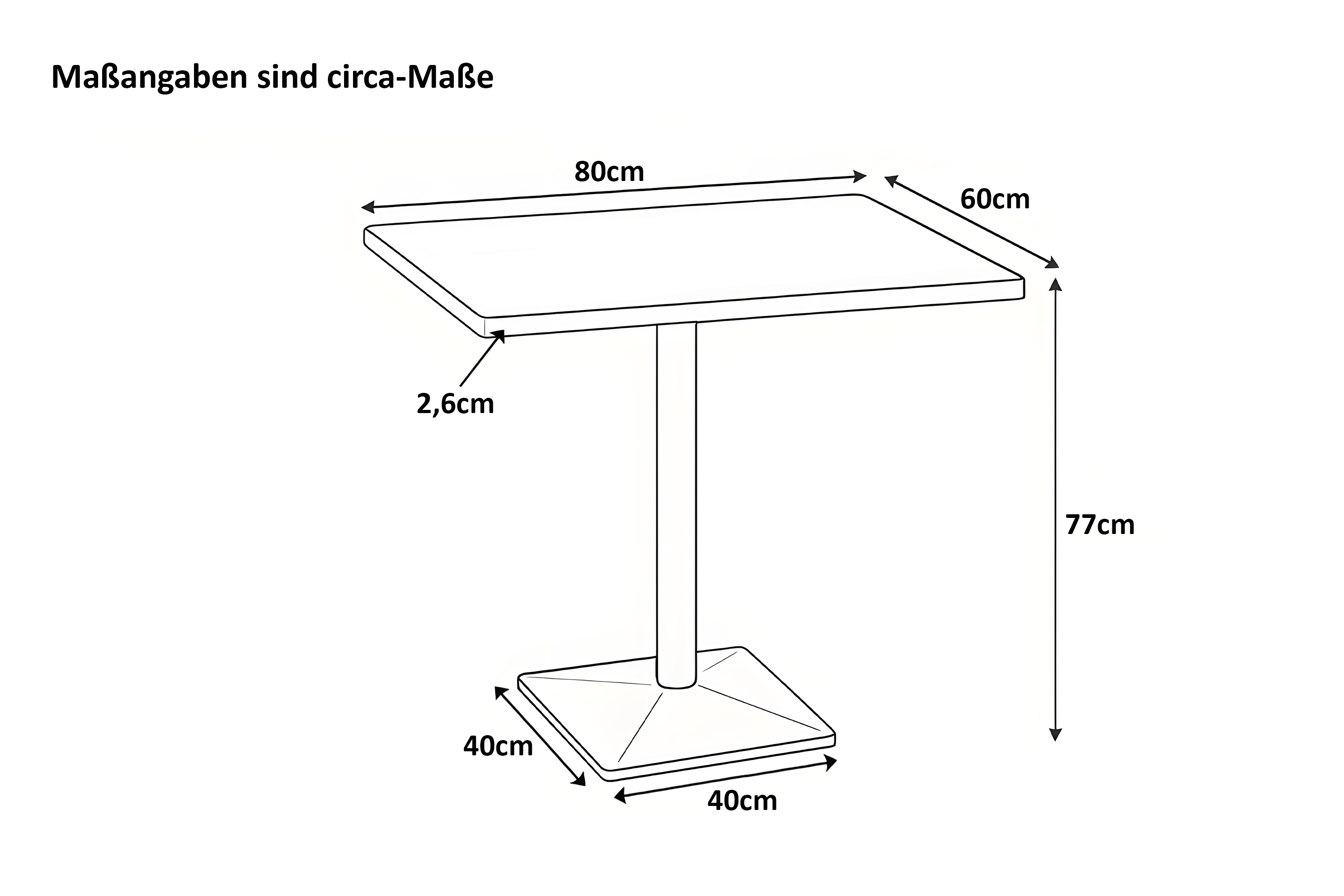 Bistrotisch Baumkante massiv 80 x 60 cm Mango rough schwarz Säulengestell INES