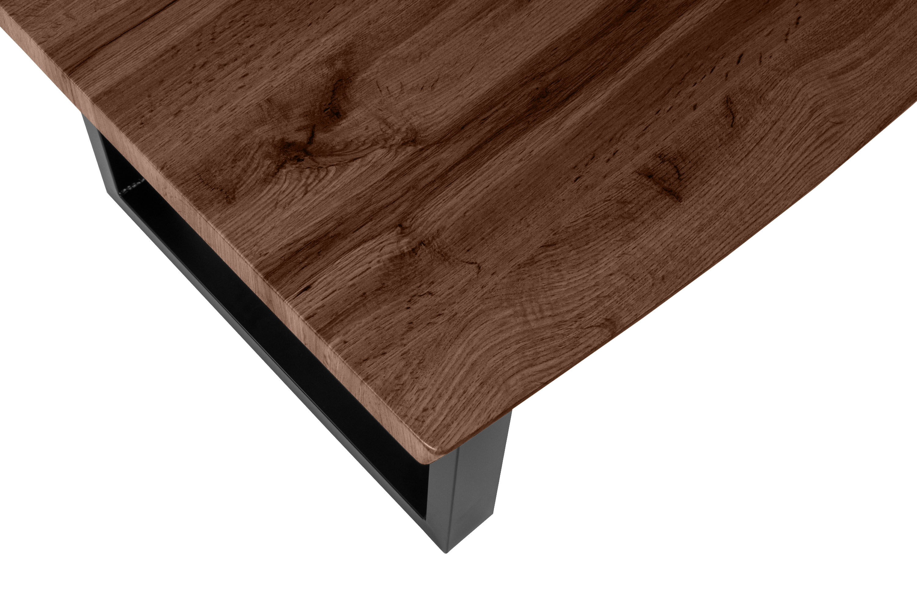 Esstisch Baumkante Holz-Optik Nussbaum 200 x 100 U-Gestell schwarz JOSY