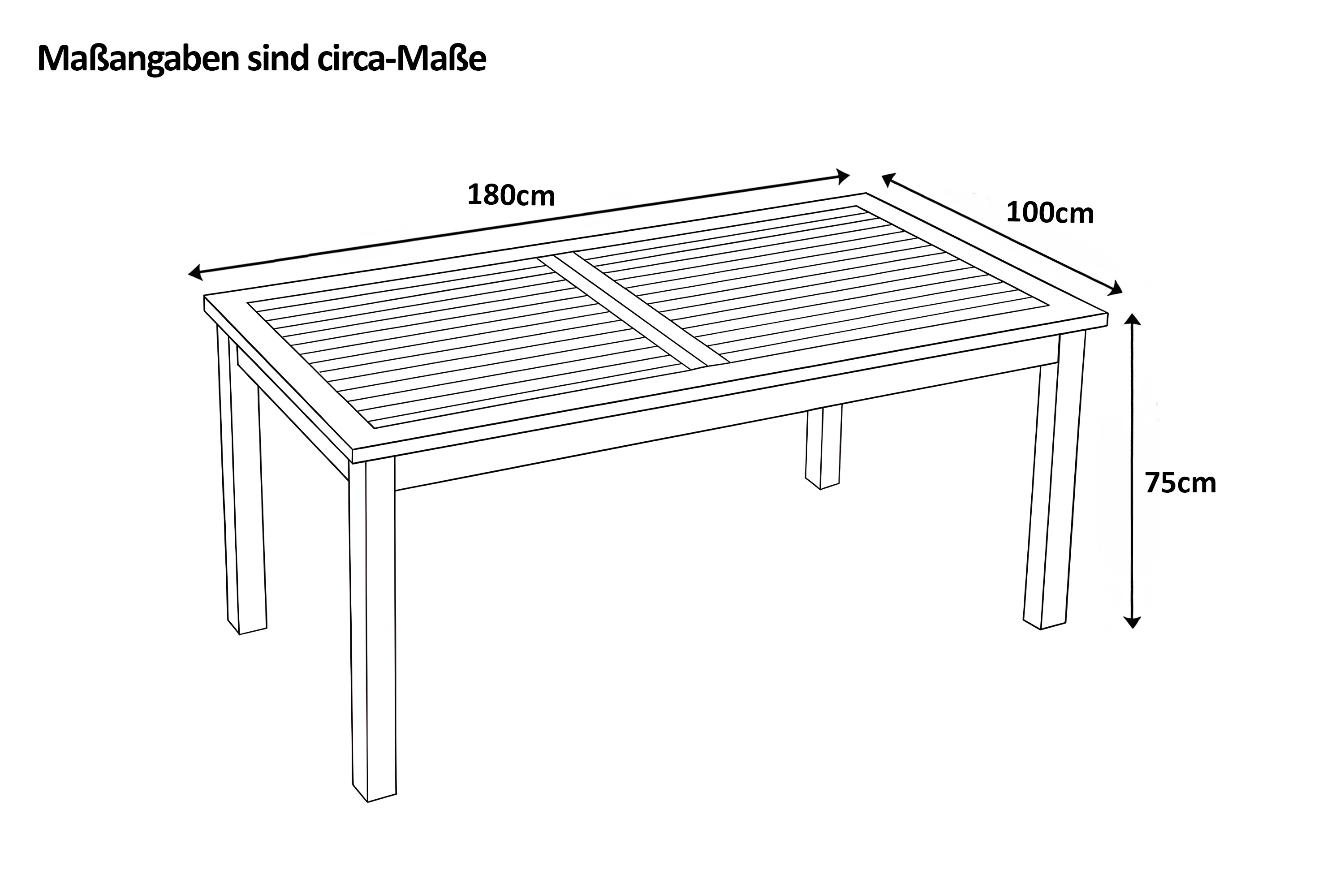 Gartentisch Outdoor massiv Teakholz 180 x 100 FREETOWN
