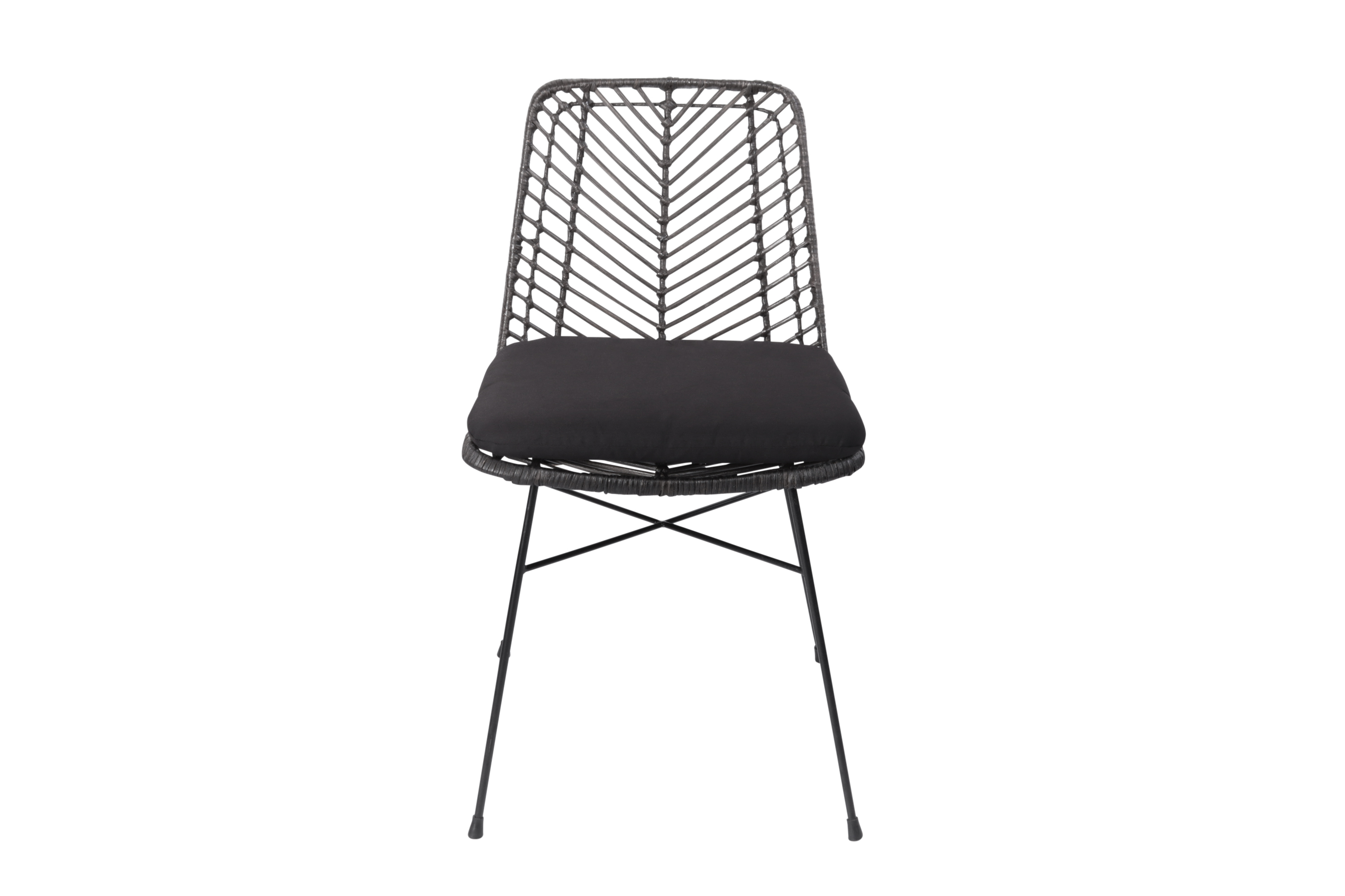 Esszimmerstuhl Korbstuhl Rattan Farbe anthrazit inkl. Sitzkissen DETROIT