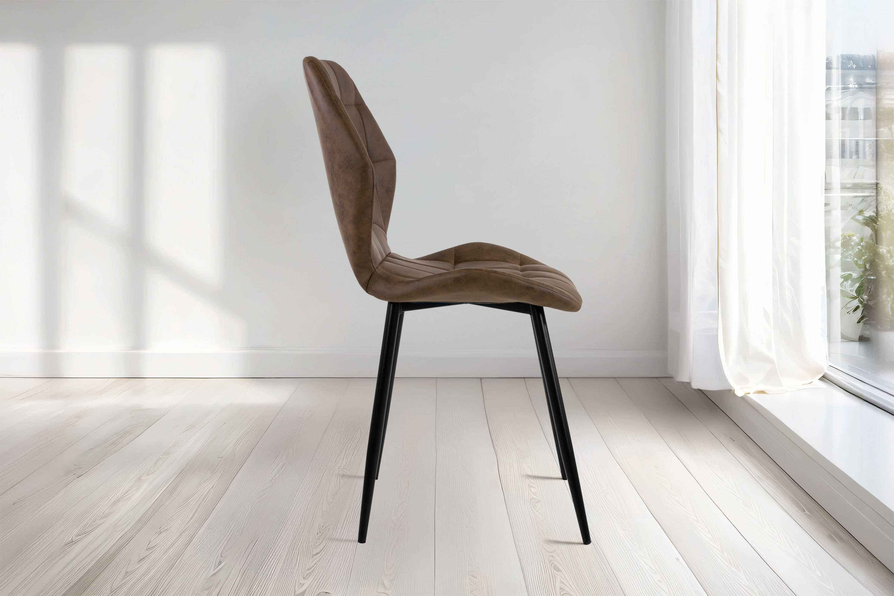 Esszimmerstuhl Schalenstuhl Wildlederoptik Metallfüße schwarz Ivy