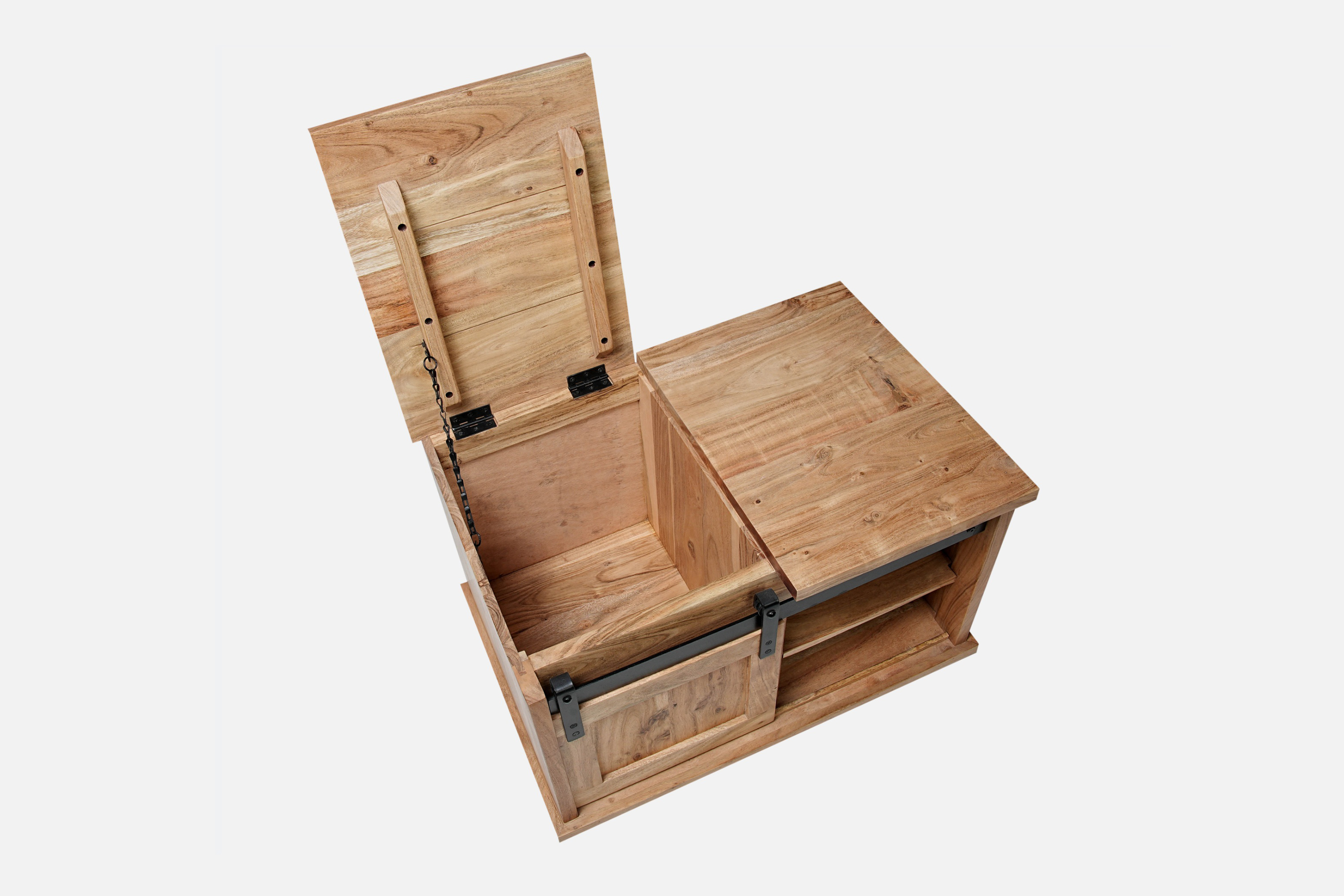 Truhen-Couchtisch 76 x 51 x 45 cm Akazienholz massiv naturfarben ohne Baumkante LIAN 1