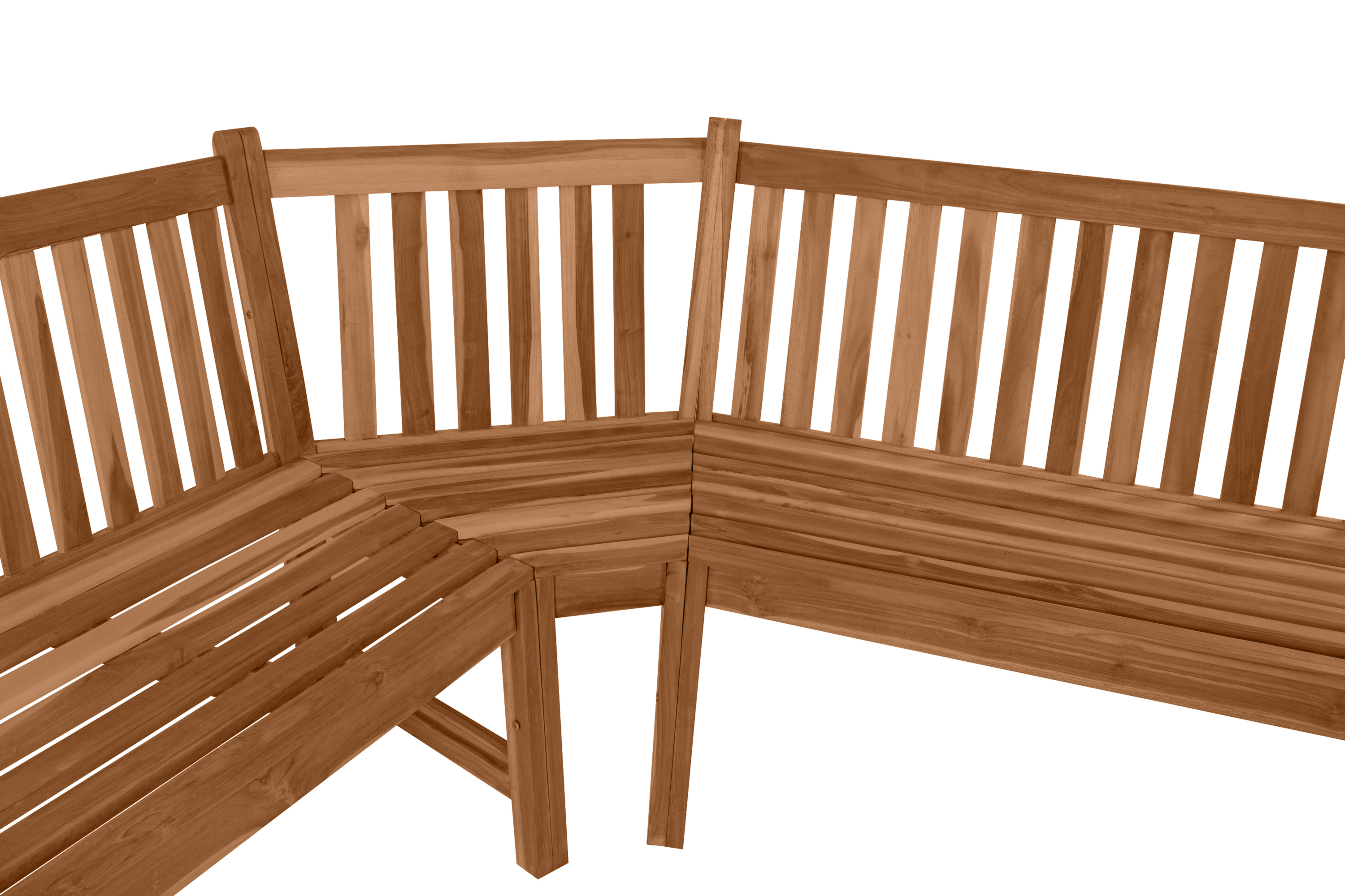 Gartenbank Eckbank 210 x 210 cm Teak-Holz Highline FELIA