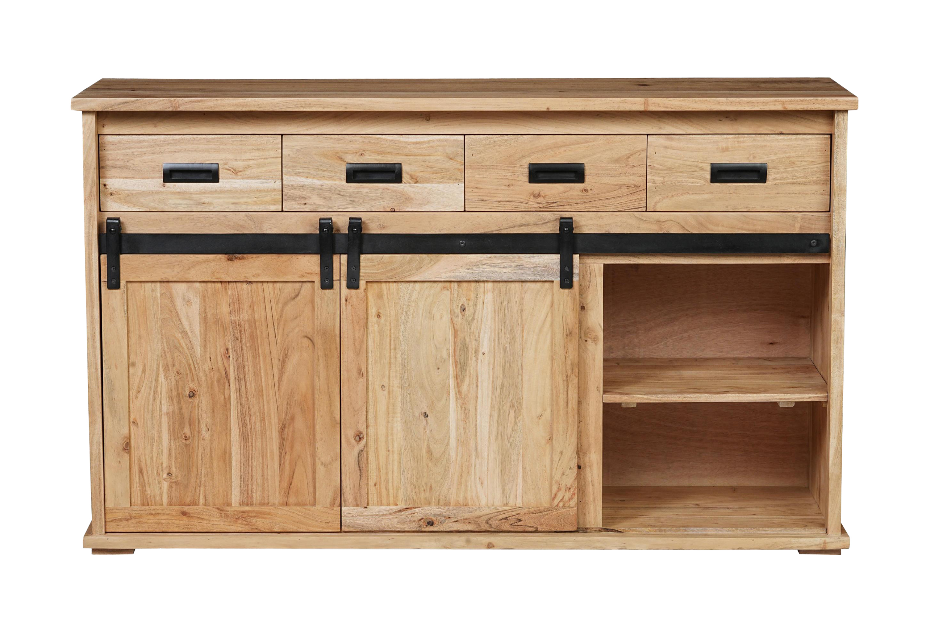 Sideboard 150 x 45 x 90 cm Akazienholz massiv naturfarben ohne Baumkante LIAN 2