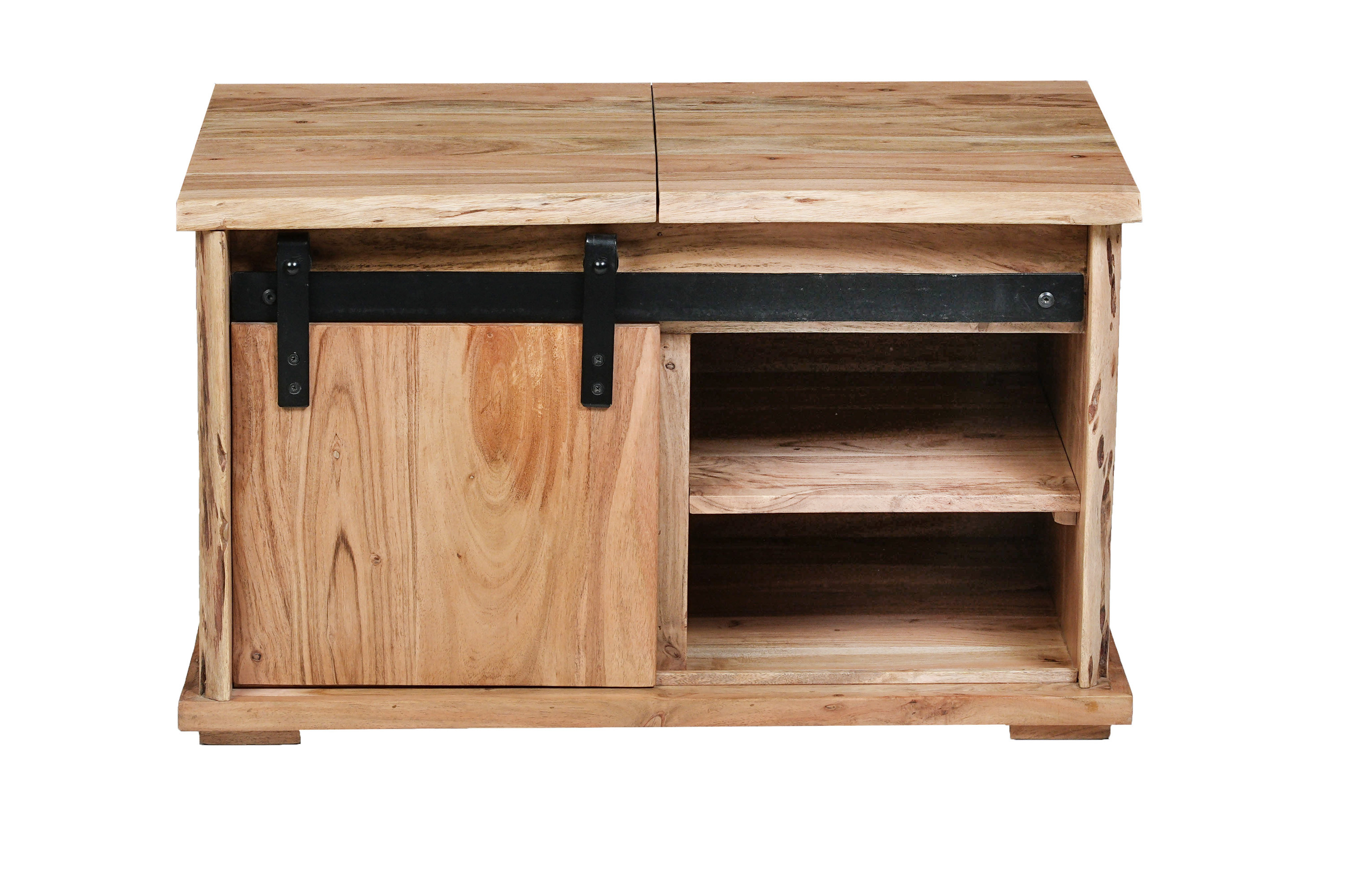 Truhen-Couchtisch Baumkante 76 x 51 x 45 cm Akazienholz massiv naturfarben LIAN I
