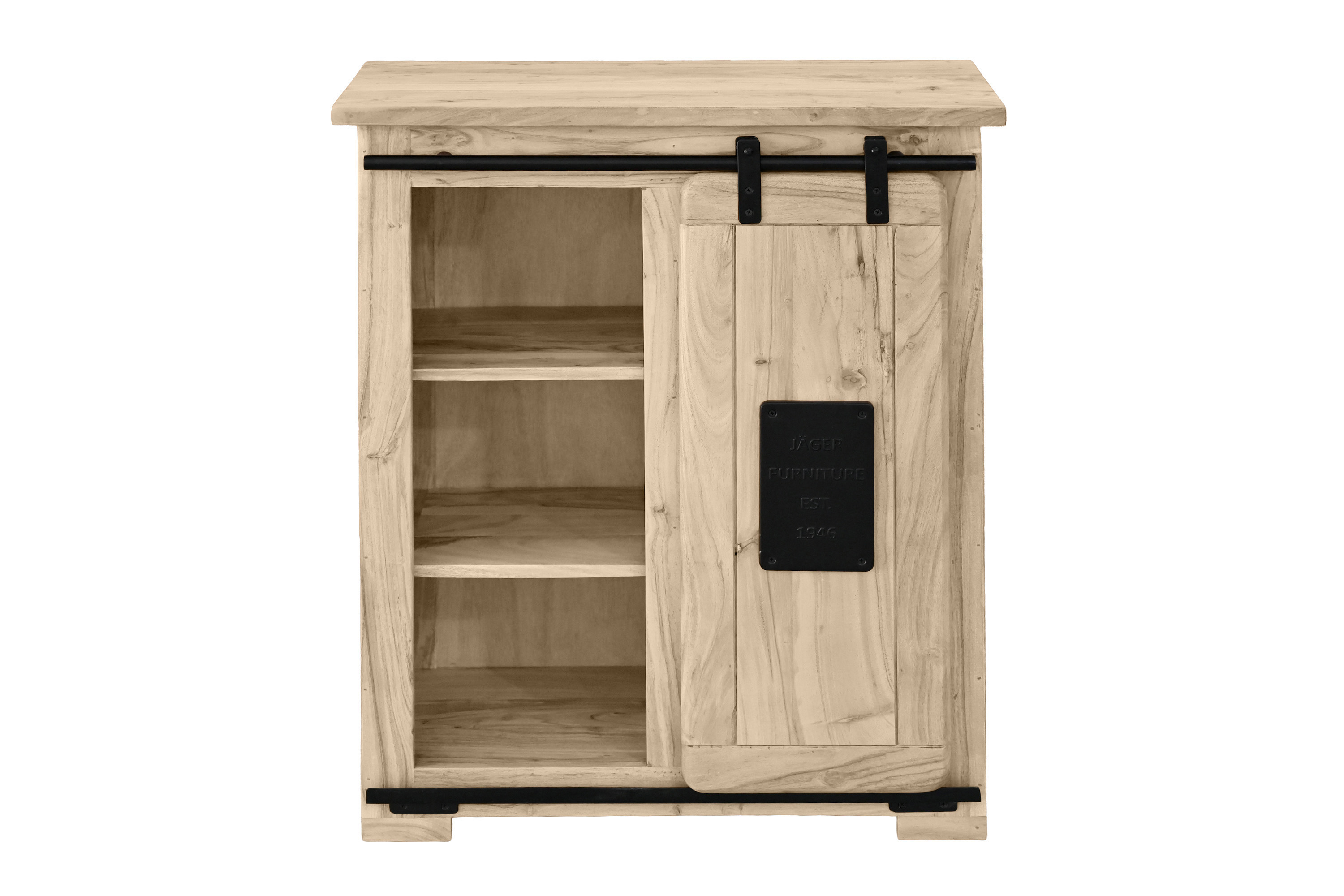 Sideboard Akazie massiv mit Holzrolltür eichefarben 75 x 36 x 90 cm LIBRO