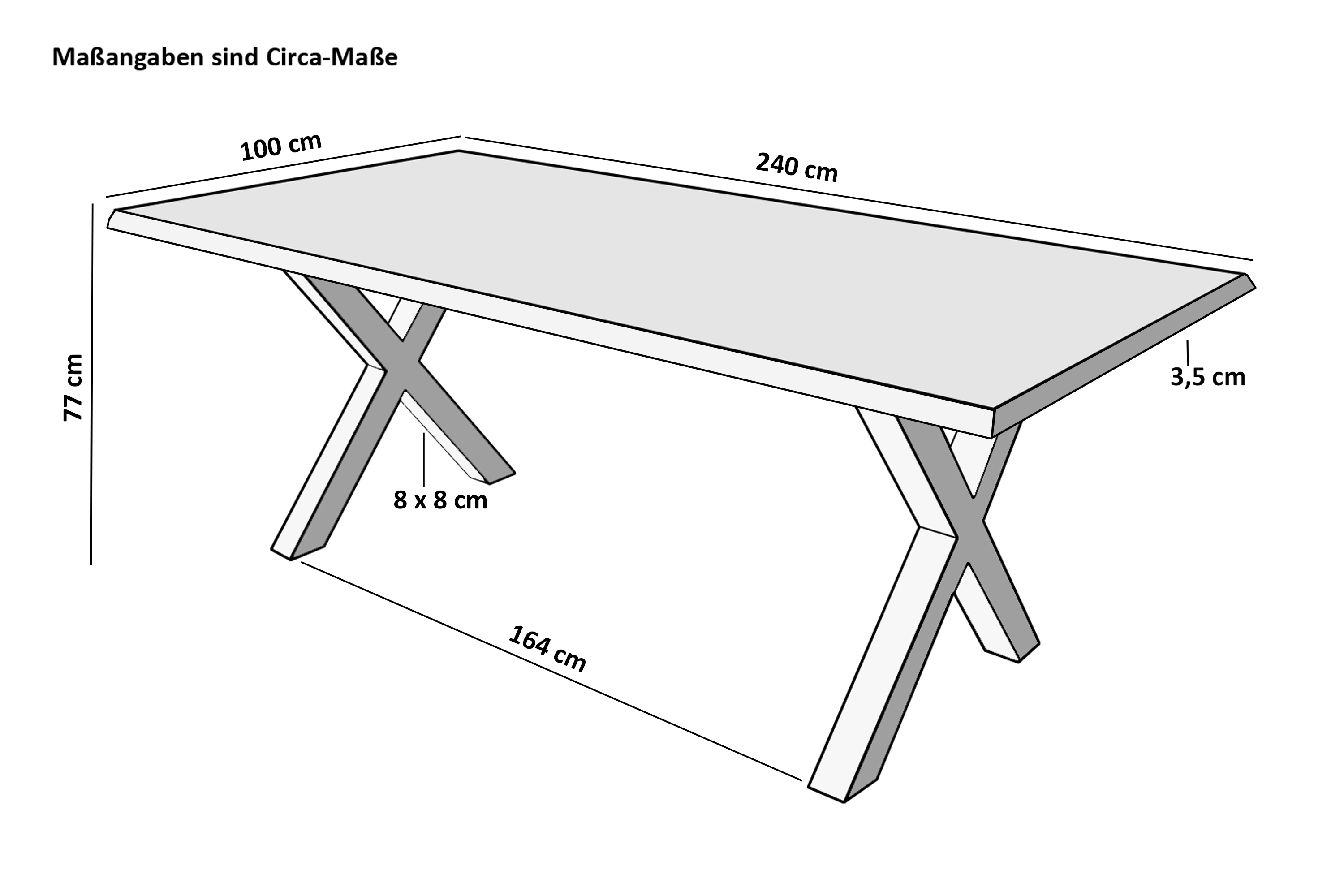 Esstisch Baumkante Akazie nussbaumfarben 240 x 100 cm X-Gestell silber FREDERIK