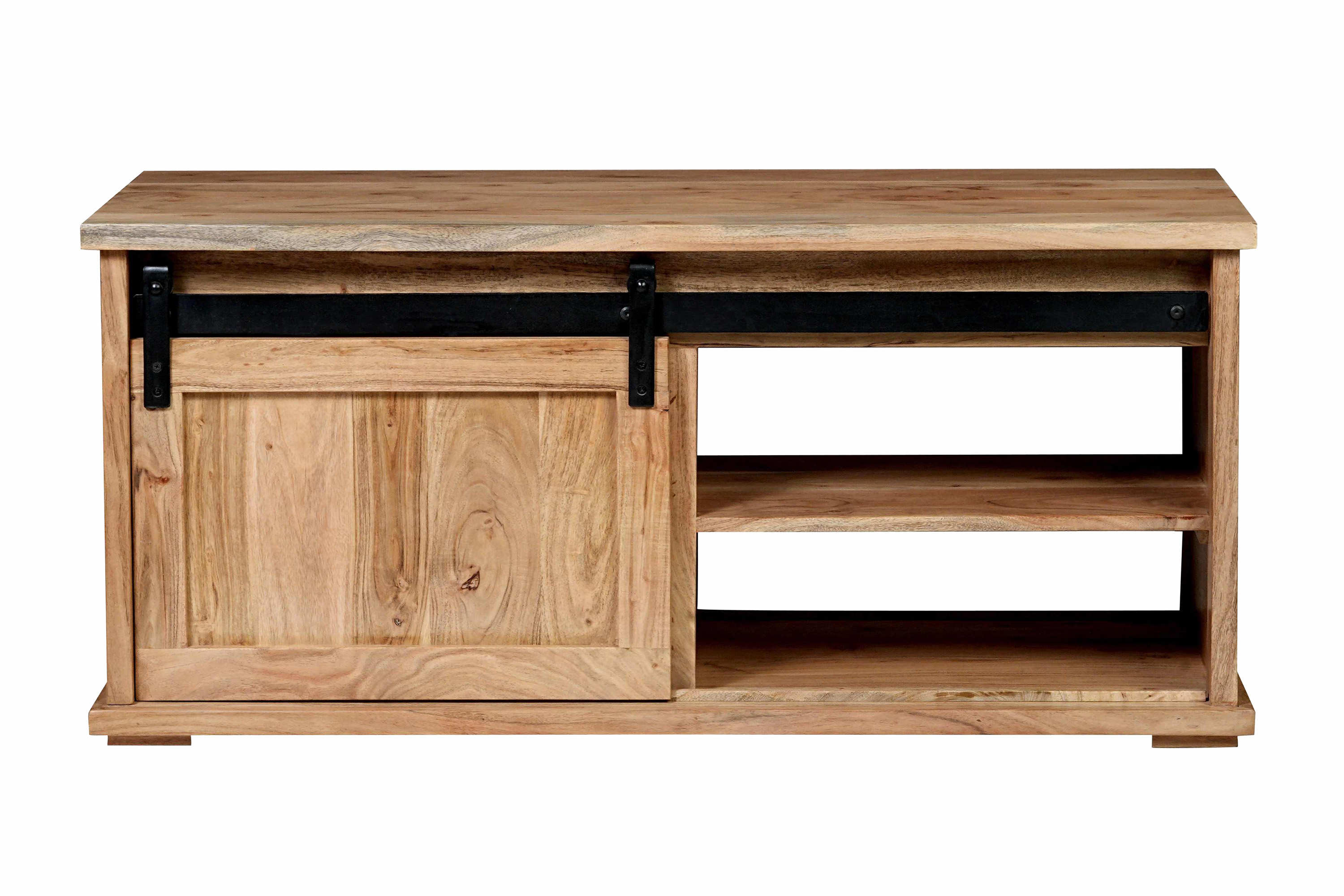 Couchtisch 110 x 45 x 50 cm Akazienholz massiv naturfarben ohne Baumkante LIAN 1