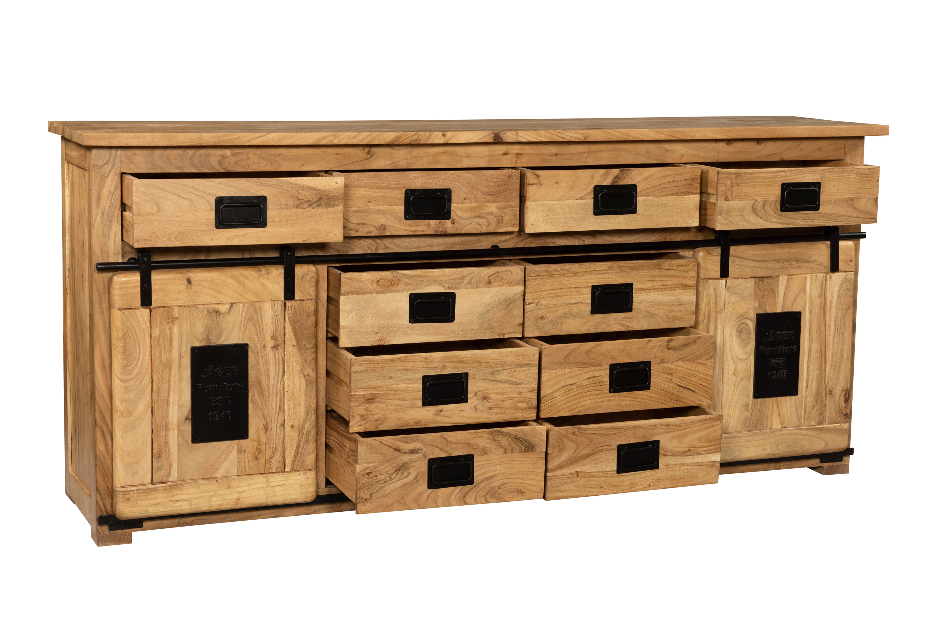 Sideboard Kommode 200 x 90 x 45 cm Akazienholz massiv naturfarben LIBRO