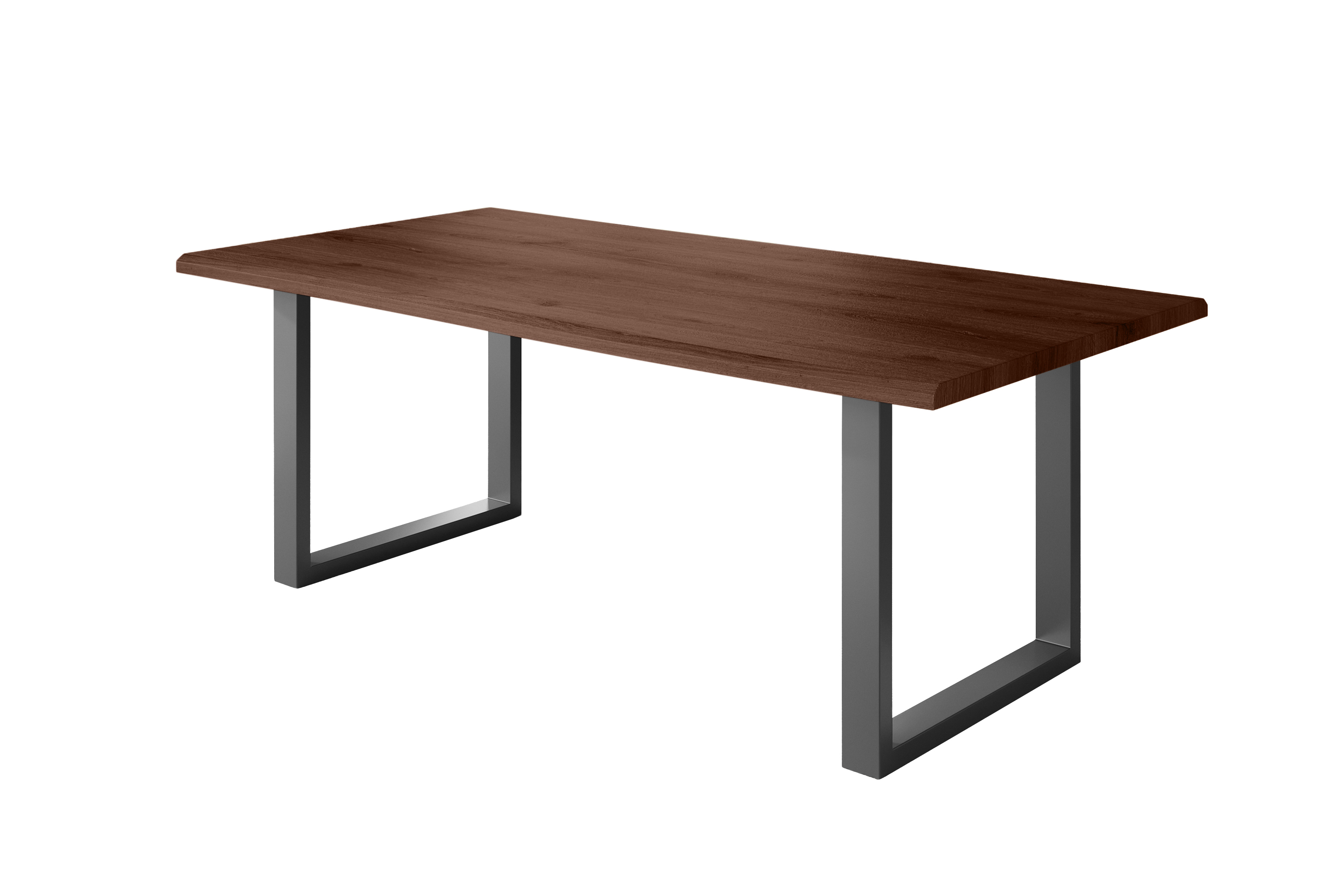 Esstisch Baumkante Holz-Optik Nussbaum 200 x 100 U-Gestell schwarz JULIUS