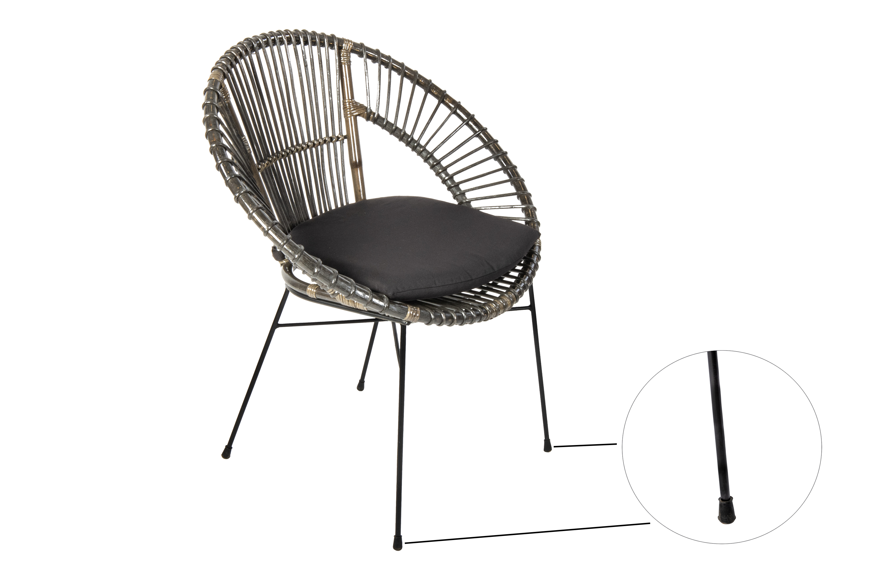 Esszimmerstuhl Korbstuhl Rattan Farbe anthrazit inkl. Sitzkissen GENUA