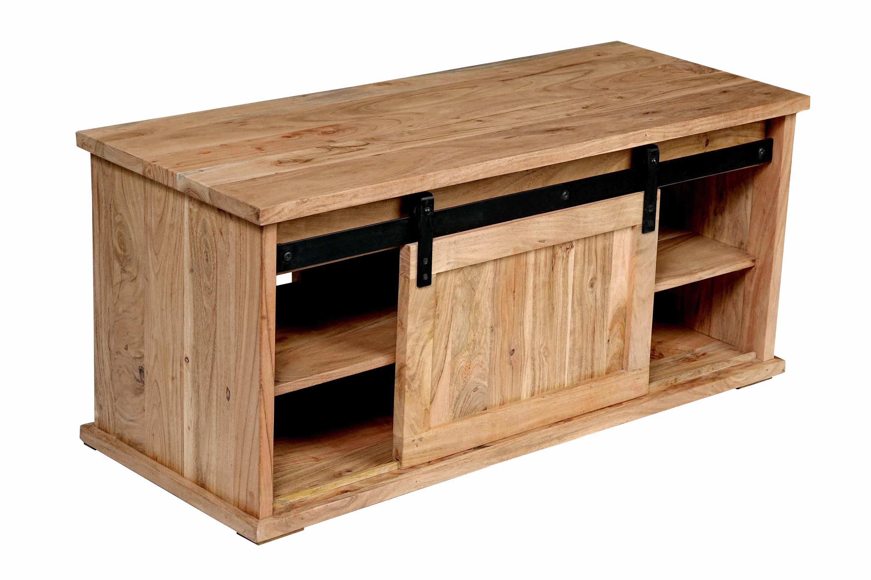 Couchtisch 110 x 45 x 50 cm Akazienholz massiv naturfarben ohne Baumkante LIAN 1