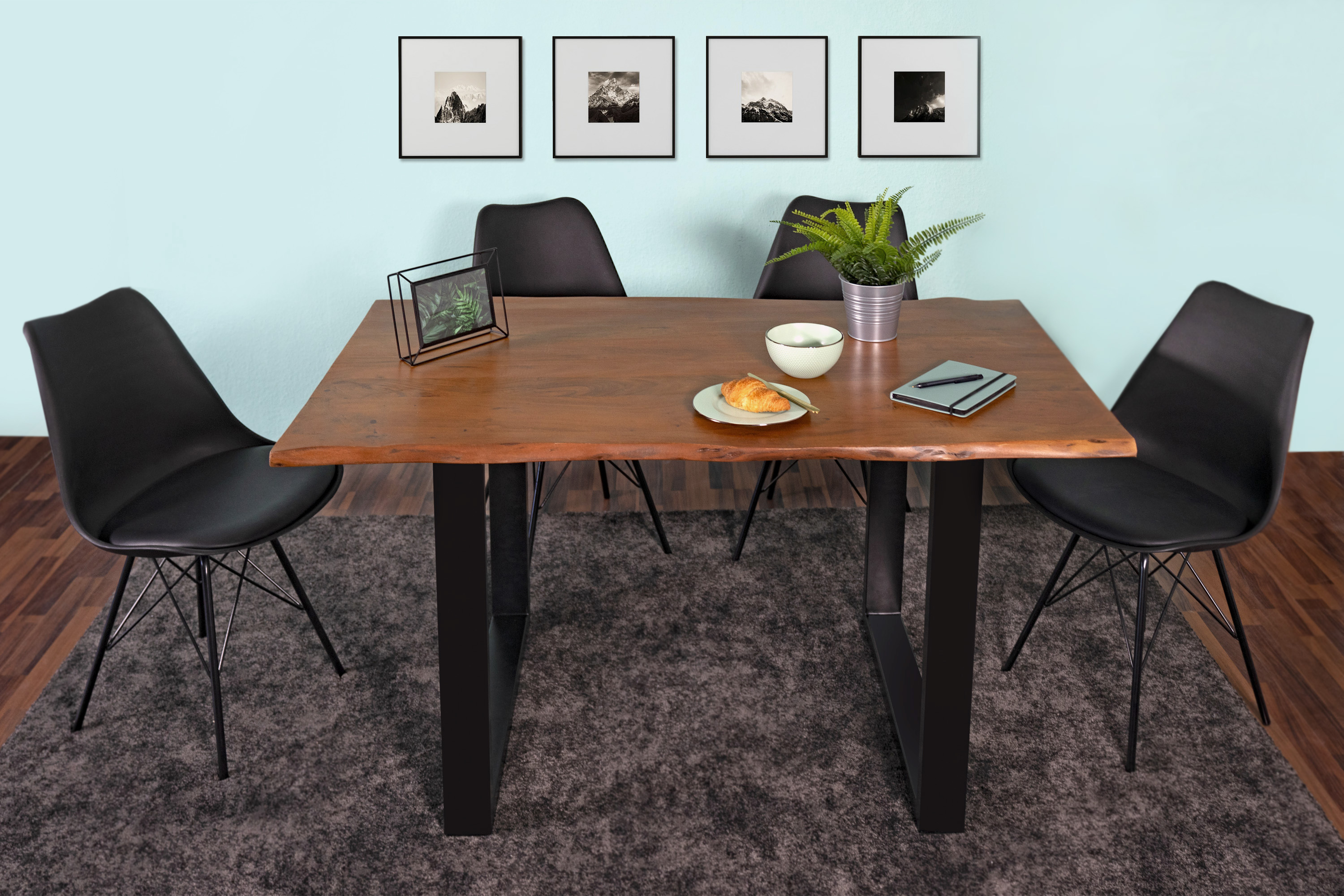 Esstisch Baumkante massiv Akazie nussbaum 120 x 80 schwarz QUINN Esstisch Baumkante massiv Akazie nussbaum 120 x 80 schwarz QUINN