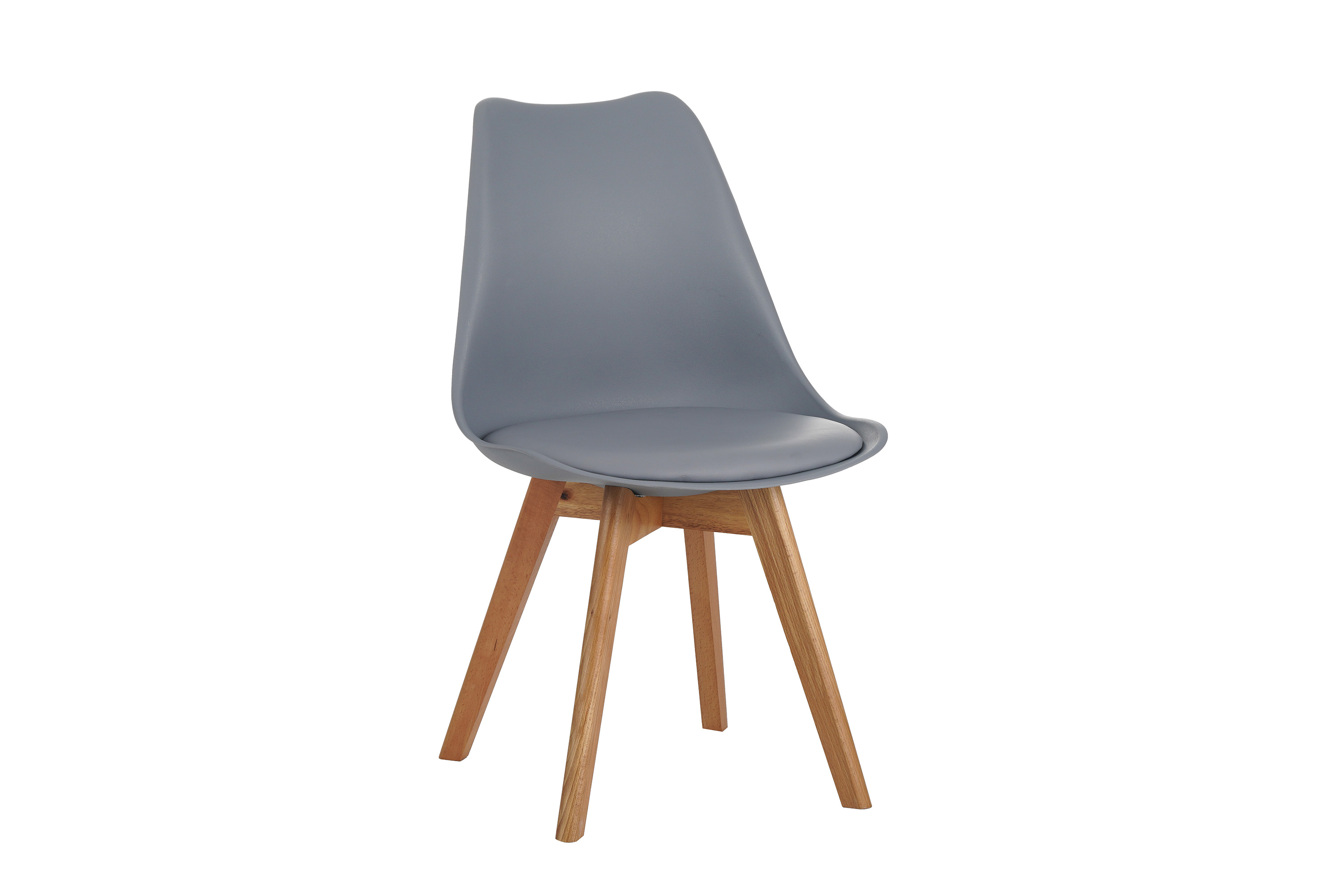 Esszimmer Schalenstuhl & Polster Kunstleder grau Stuhlbein Massivholz eichefarben LOVELACE