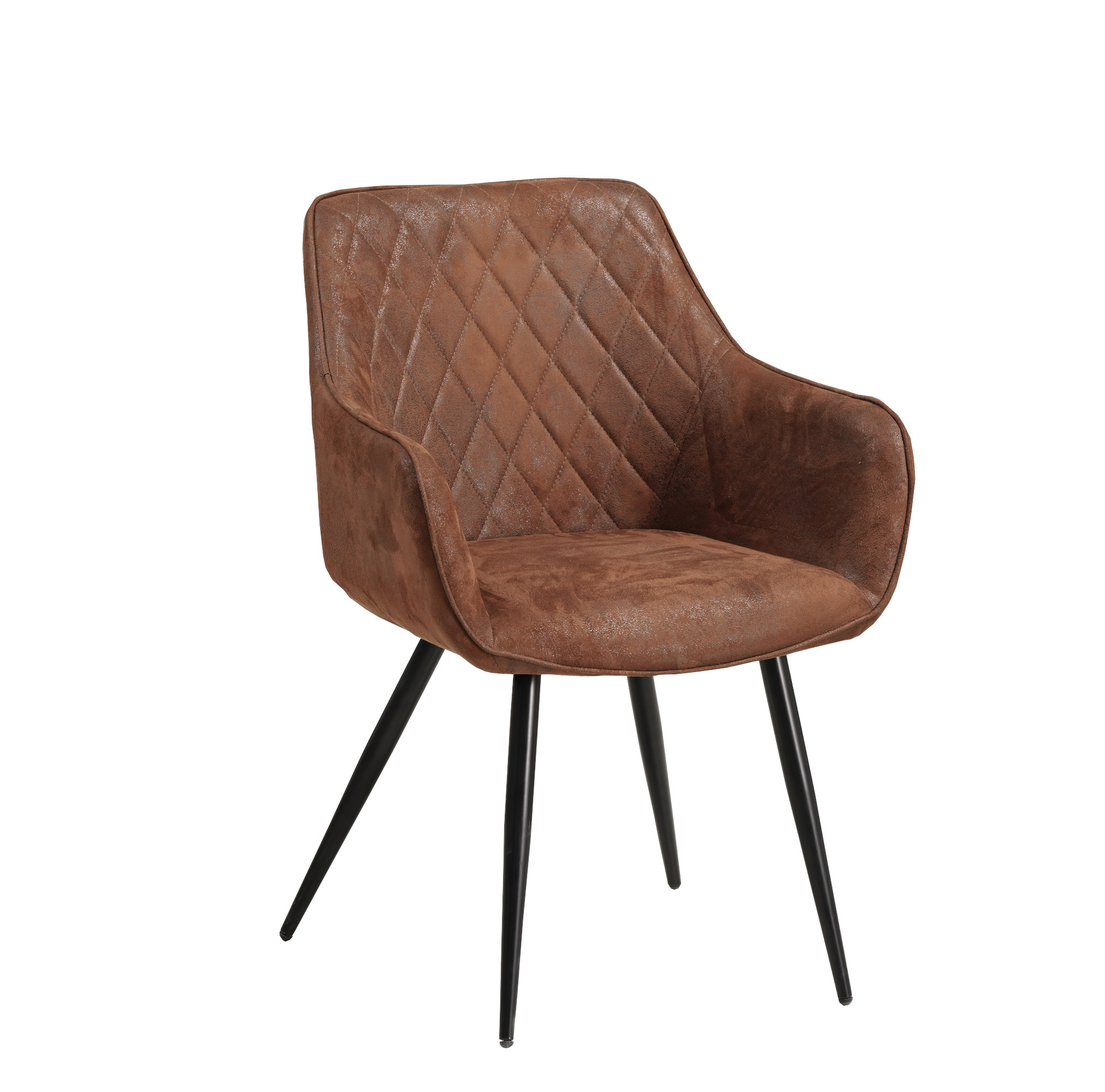  Esszimmer Armlehnstuhl Wildlederoptik schwarz Metallbeine ELLI