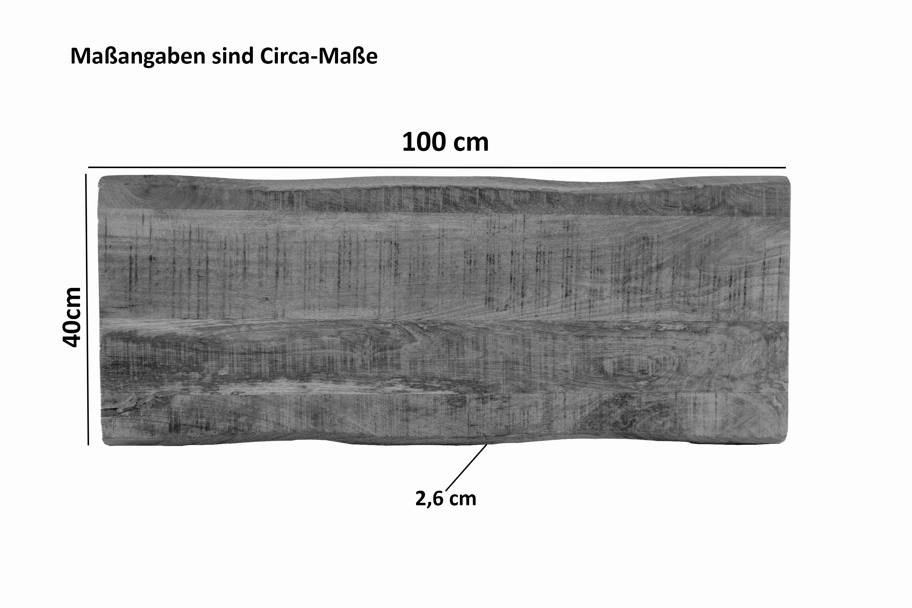 Tischplatte Baumkante Mango massiv 100 x 40 cm CURTIS