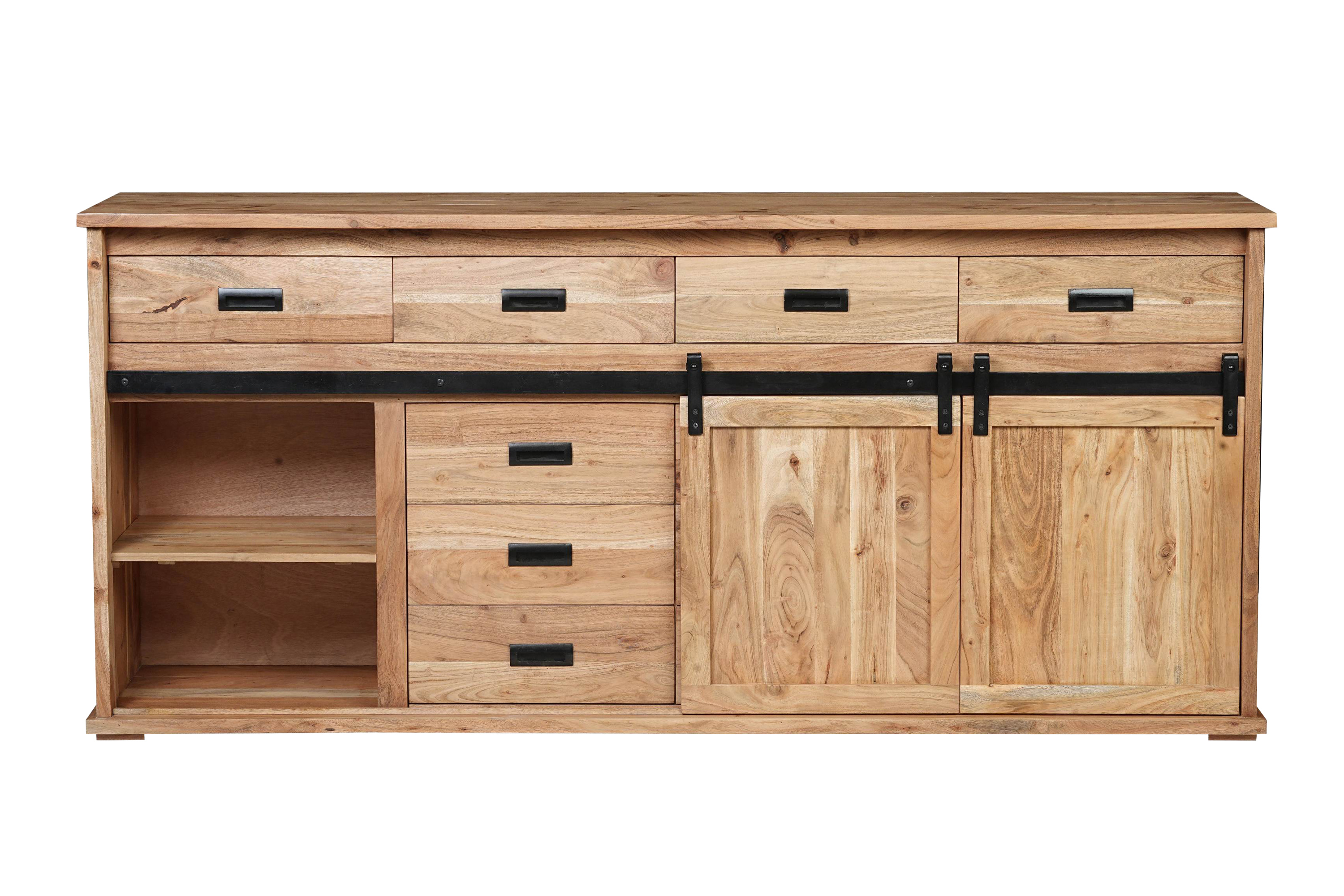 Sideboard 200 x 45 x 90 cm Akazienholz massiv naturfarben ohne Baumkante LIAN 4