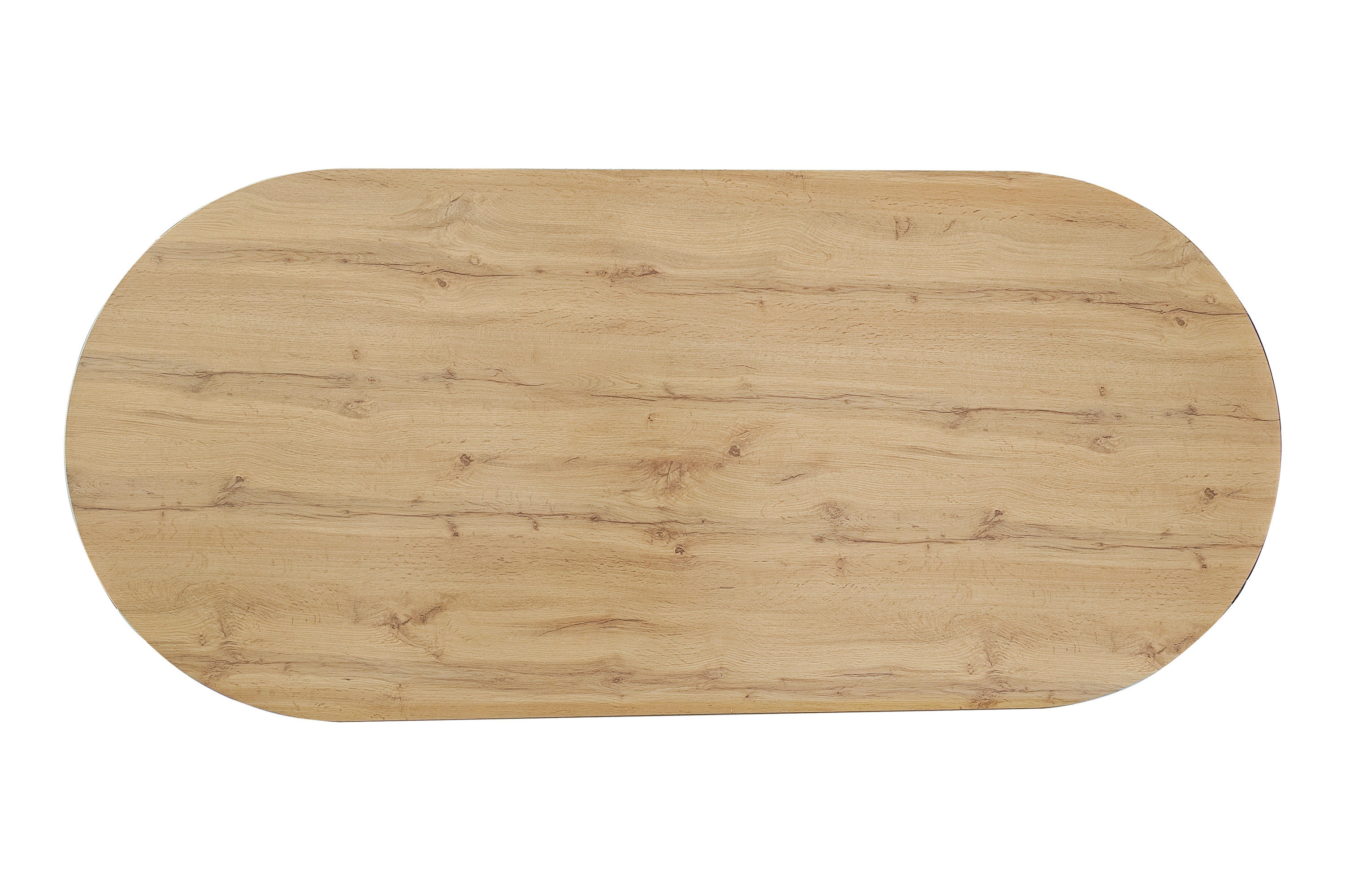 Esstisch 204 x 90 cm Holz Wildeiche-Optik gerade Kante oval V-Gestell OVI Esstisch 204 x 90 cm Holz Wildeiche-Optik gerade Kante oval V-Gestell OVI