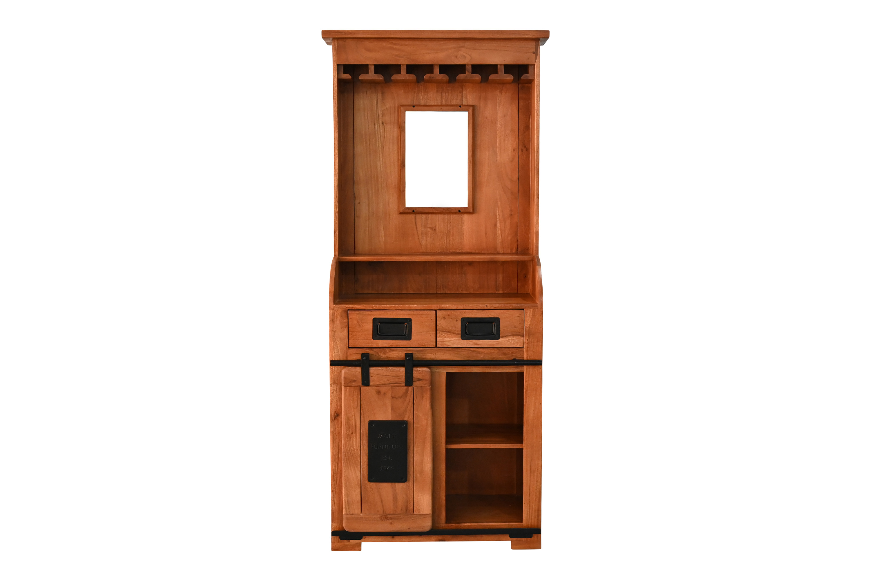 Weinschrank Holzschrank Akazie massiv nussbaumfarben 75 x 35 x 170 cm LIBRO