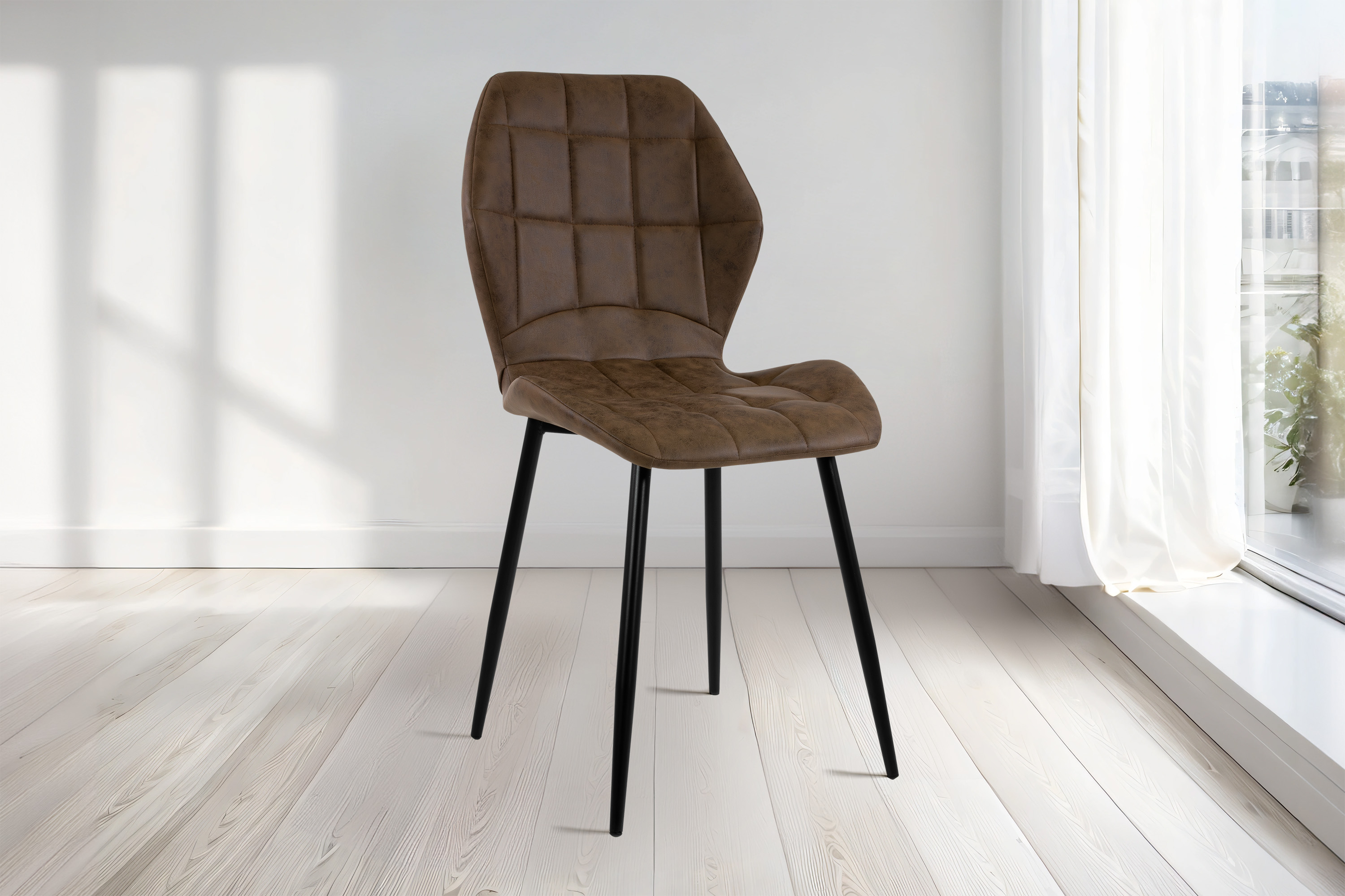 Esszimmerstuhl Schalenstuhl Wildlederoptik Metallfüße schwarz Ivy