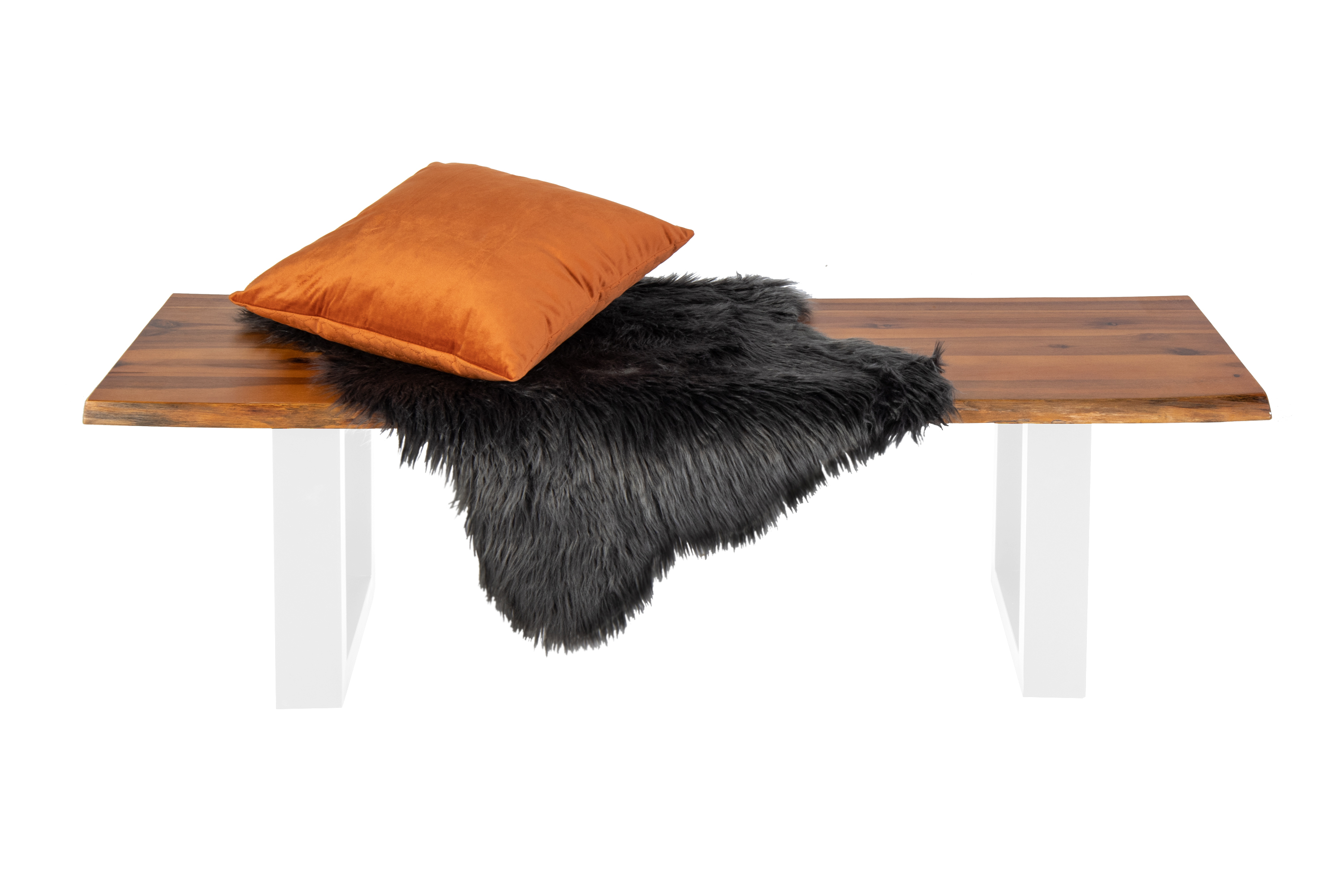 Sitzbank Baumkante 160 cm Cognac massiv Akazie weiß ESRA