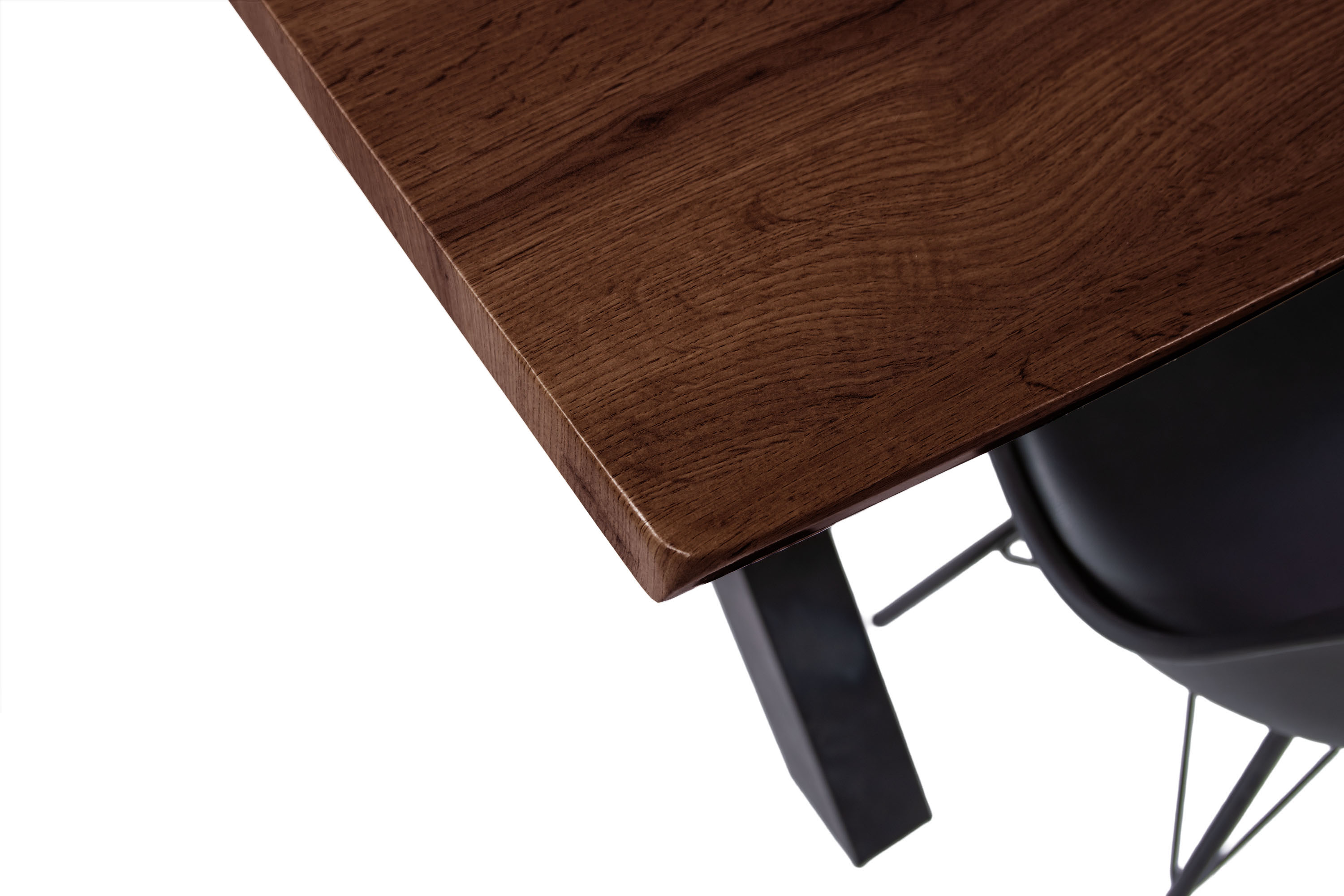 Esstisch Baumkante Holz-Optik Nussbaum 160 x 85 X-Gestell schwarz JOSY