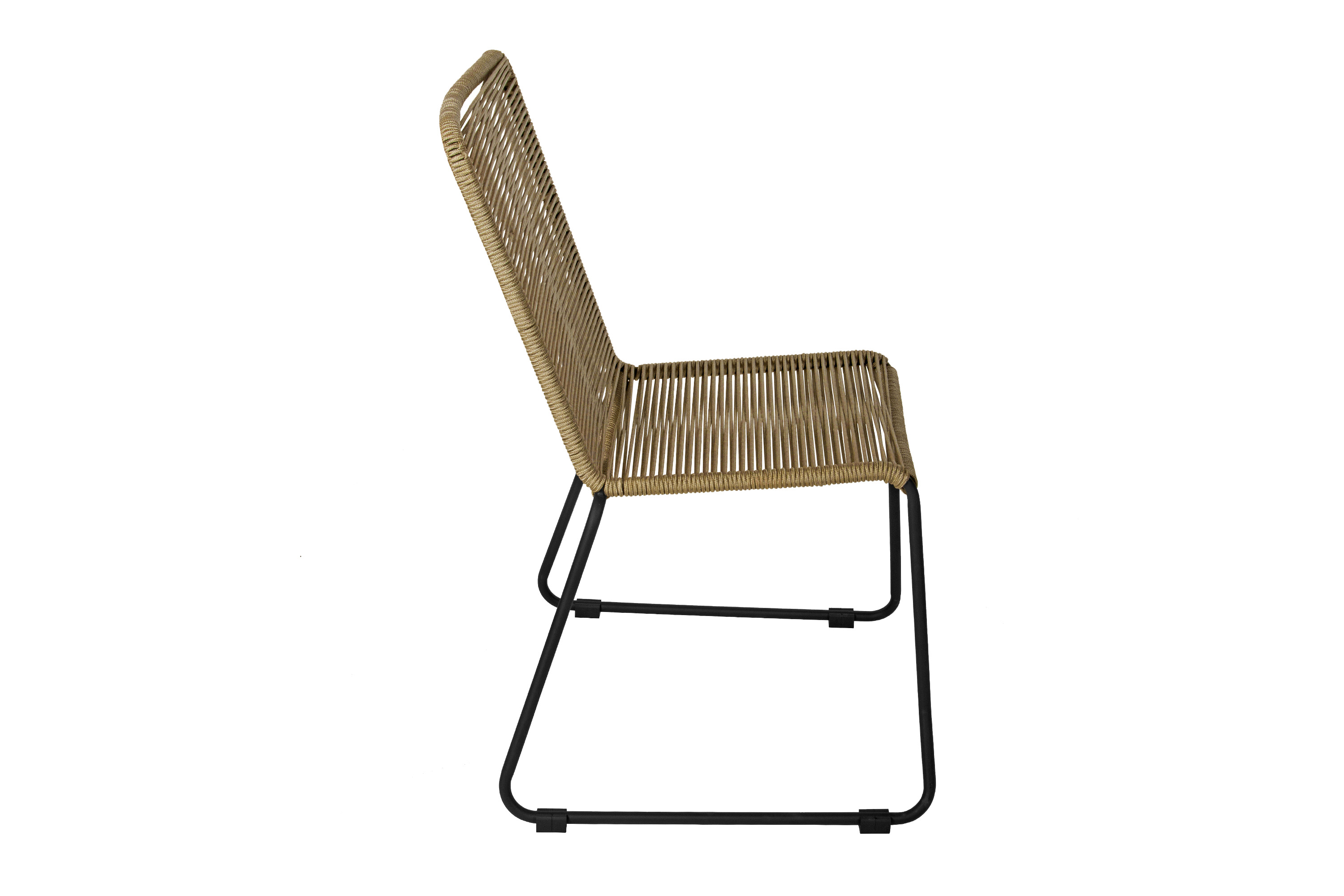 Gartenstuhl Outdoor-Seilstuhl Farbe Taupe mit Eisen-Gestell in schwarz ISRA