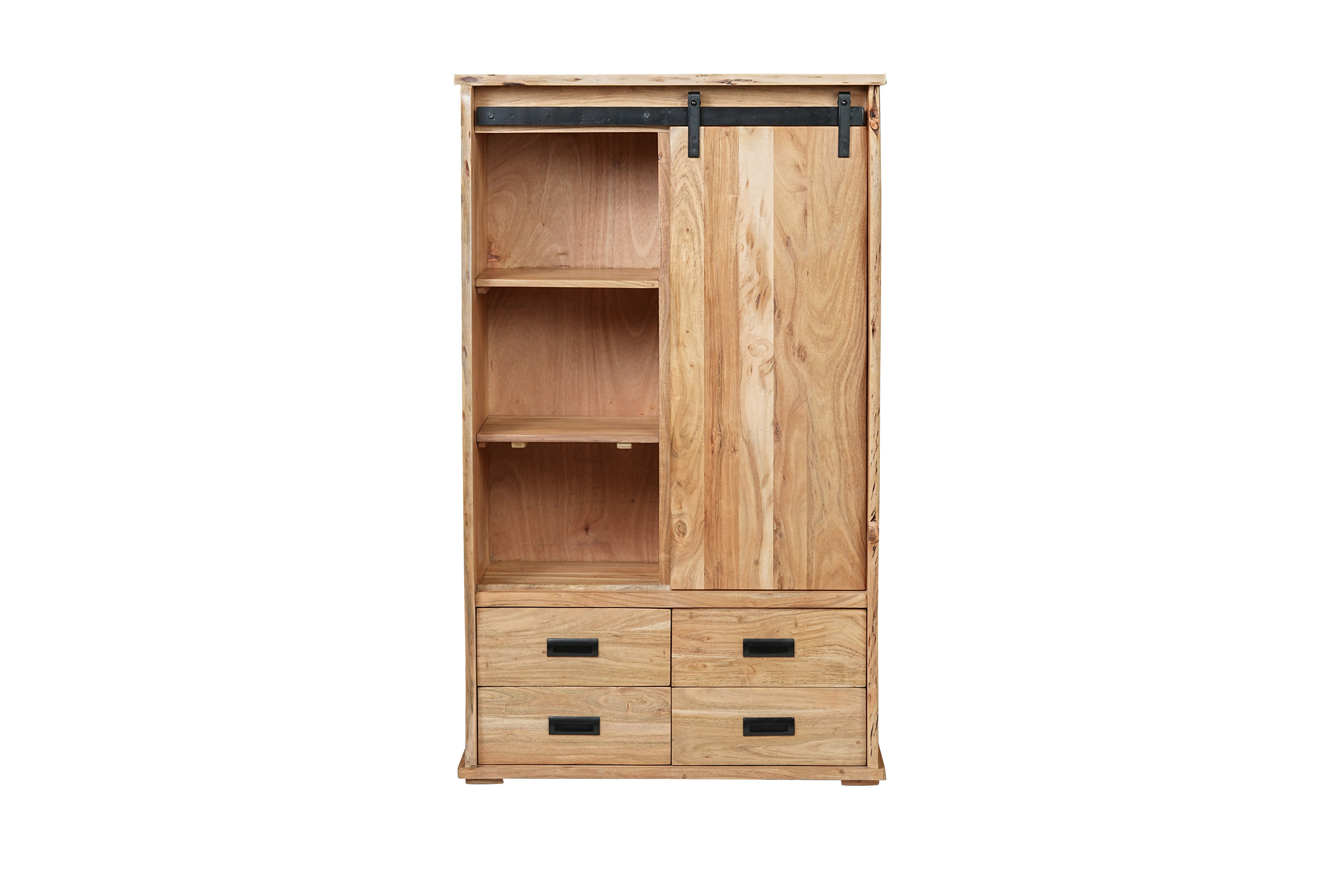 Highboard Baumkante 90 x 45 x 150 cm Akazienholz massiv naturfarben LIAN II