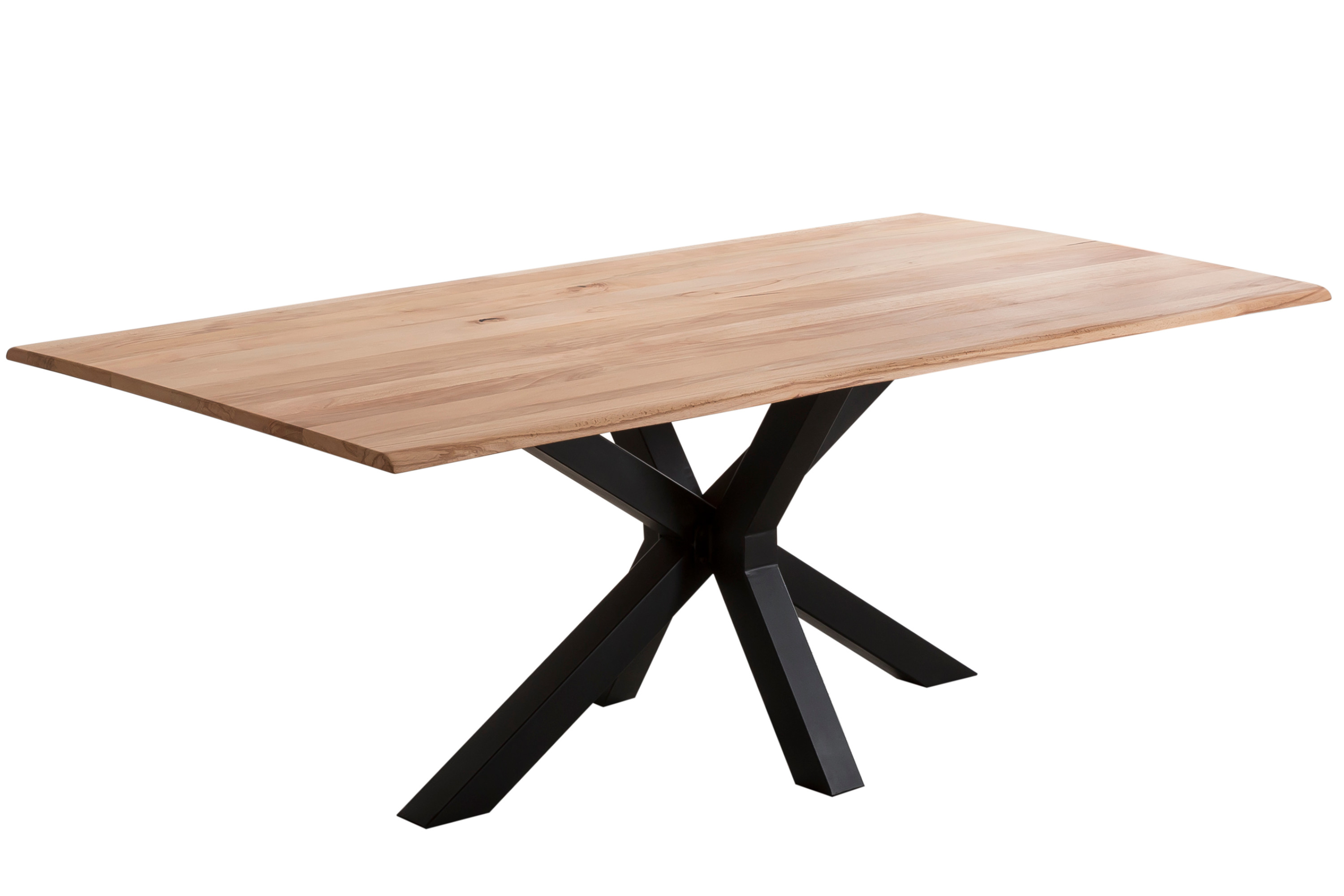 Esstisch Baumkante Massiv Wildbuche 120 x 80 schwarz Spider-Gestell Gent