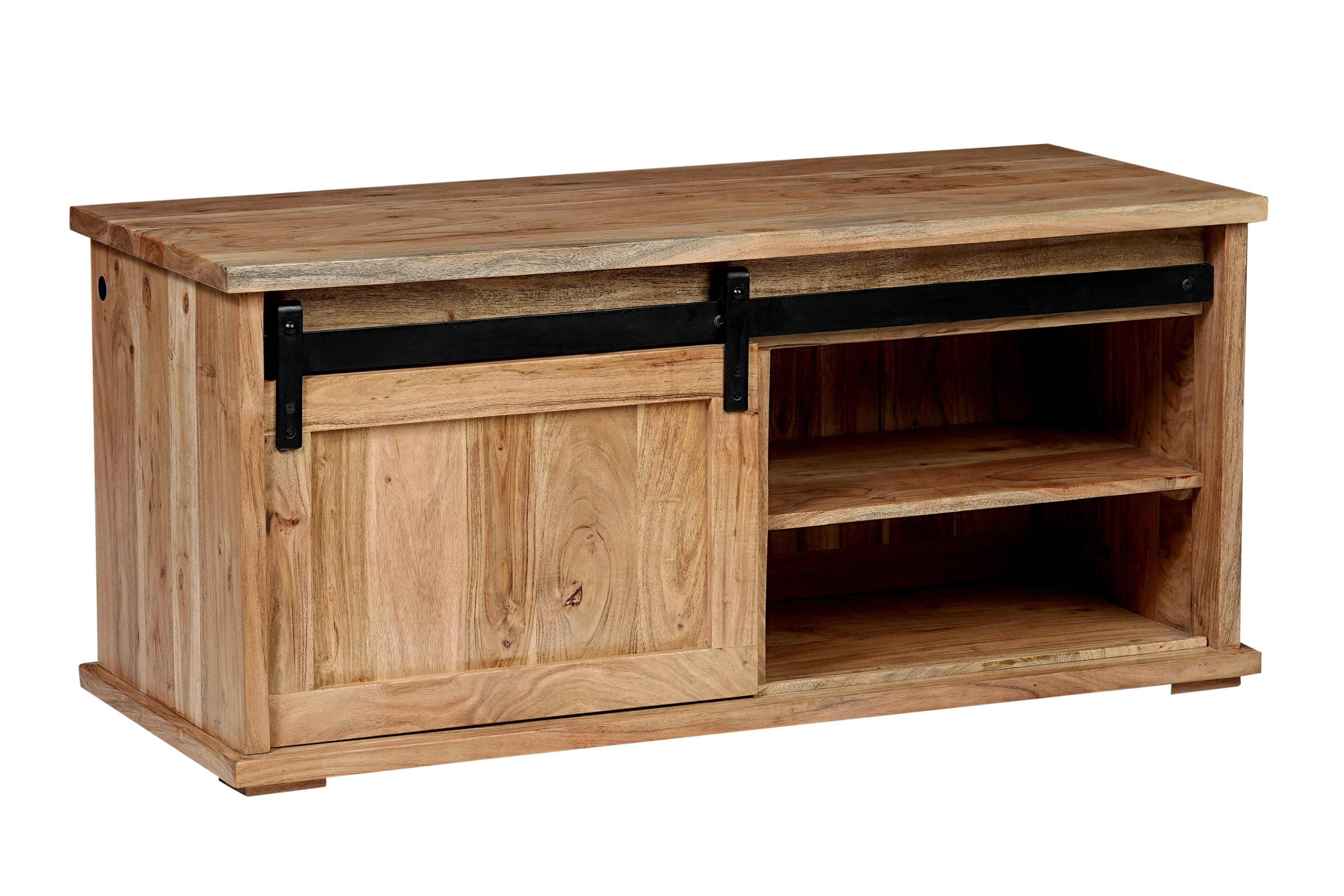 Couchtisch 110 x 45 x 50 cm Akazienholz massiv naturfarben ohne Baumkante LIAN 1