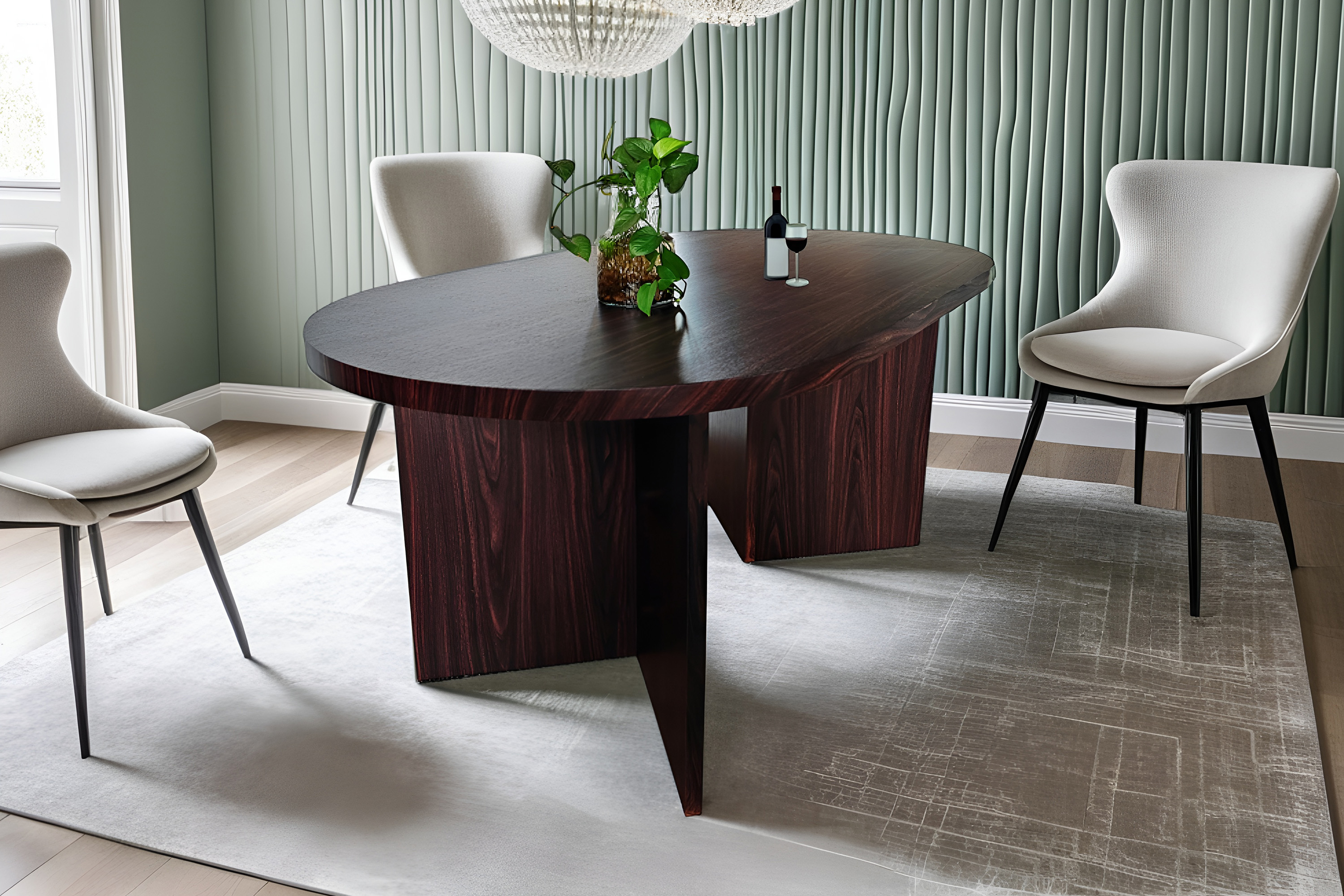 Esstisch 160 x 90 cm Holz Walnuss-Optik gerade Kante oval V-Gestell OVI Esstisch 160 x 90 cm Holz Walnuss-Optik gerade Kante oval V-Gestell OVI
