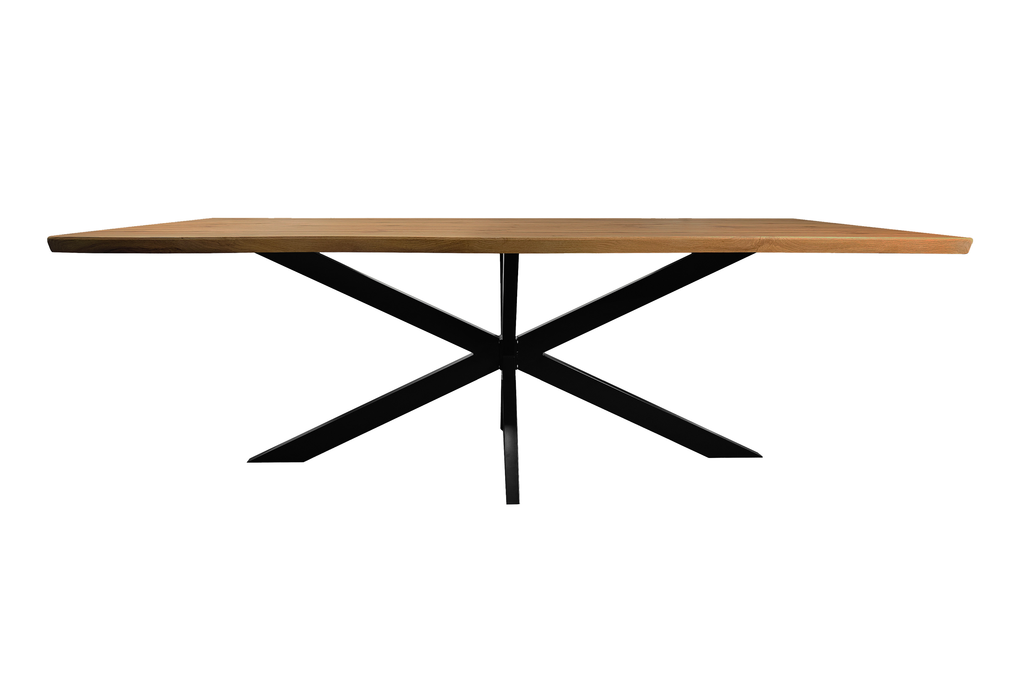 Esstisch Baumkante Holz Nussbaum-Optik 220 x 100 Spider-Gestell schwarz JOSY
