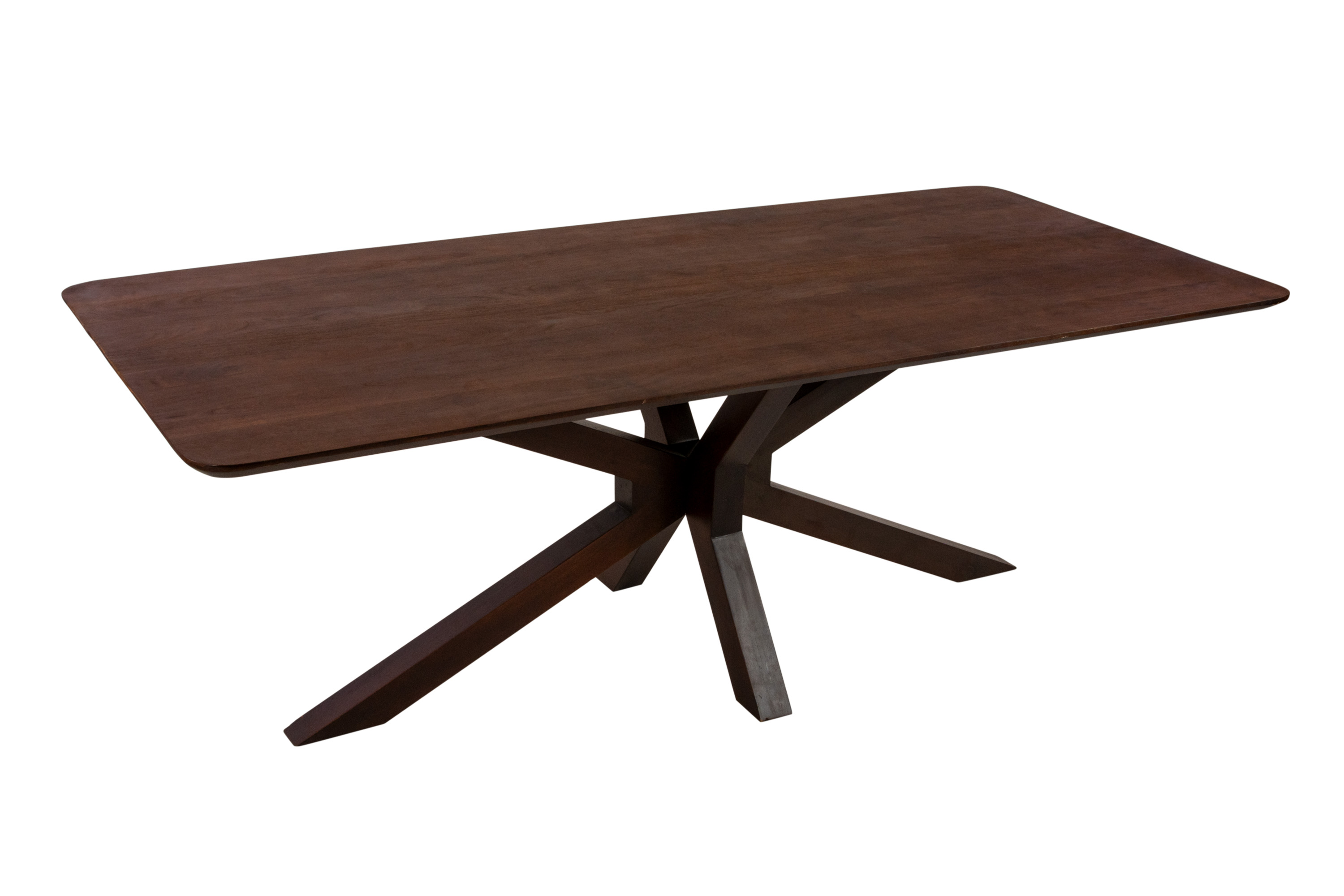 Esstisch 240 x 100 cm Akazie massiv kastanienfarben Schweizer Kante Spider-Gestell Holz kastanie ROBERTO