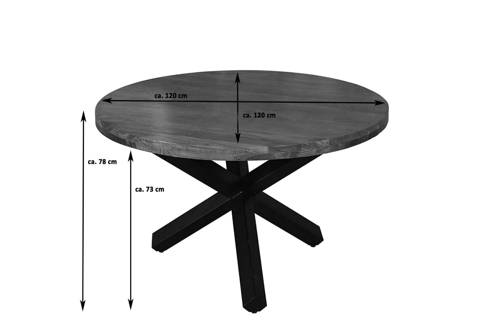 Esszimmertisch rund 120 cm Mangoholz Natur Silber RUNIS