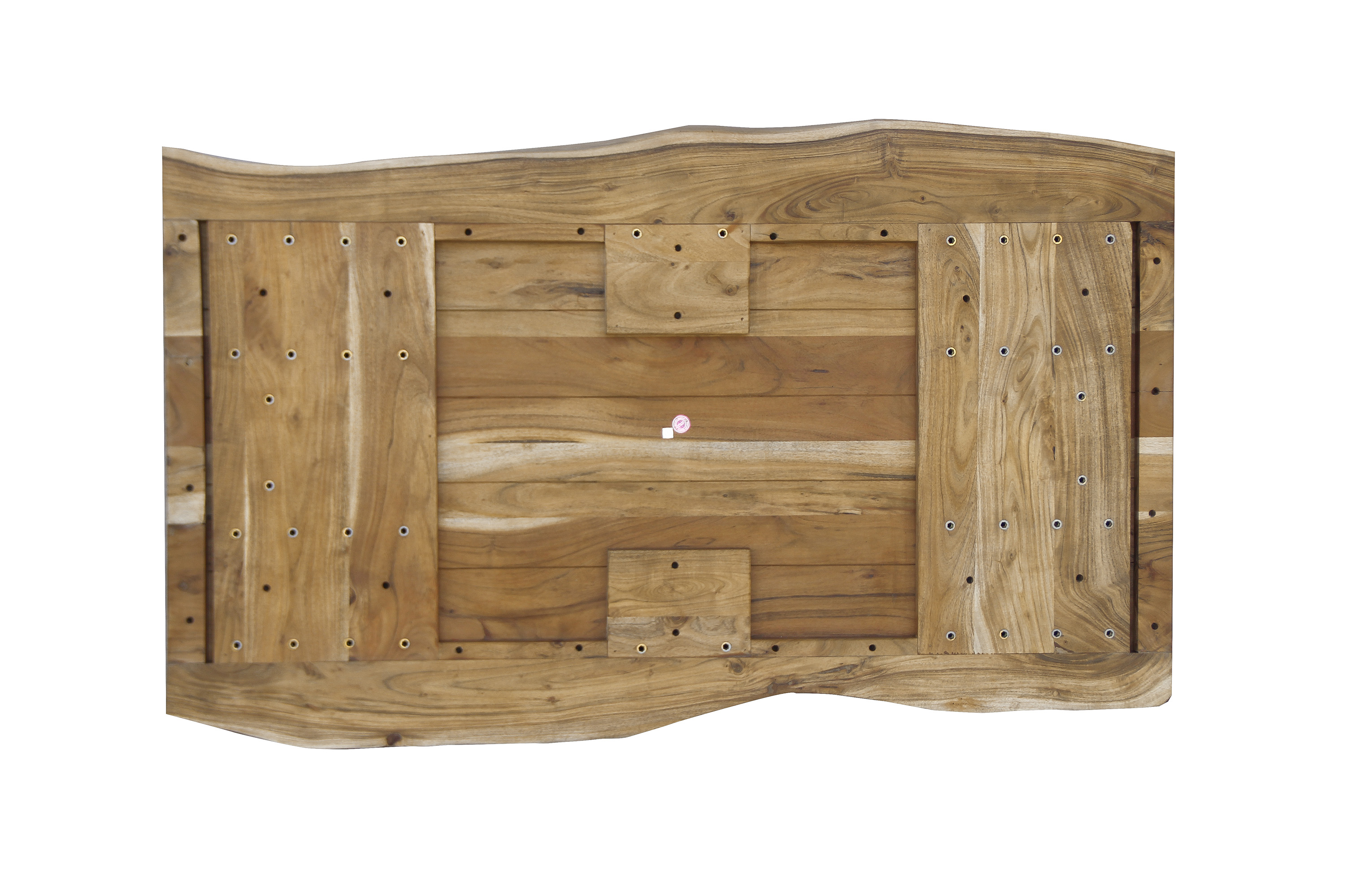 Esstisch Baumkante Akazie massiv eichenfarben 140 x 80 U-Gestell silber CALI