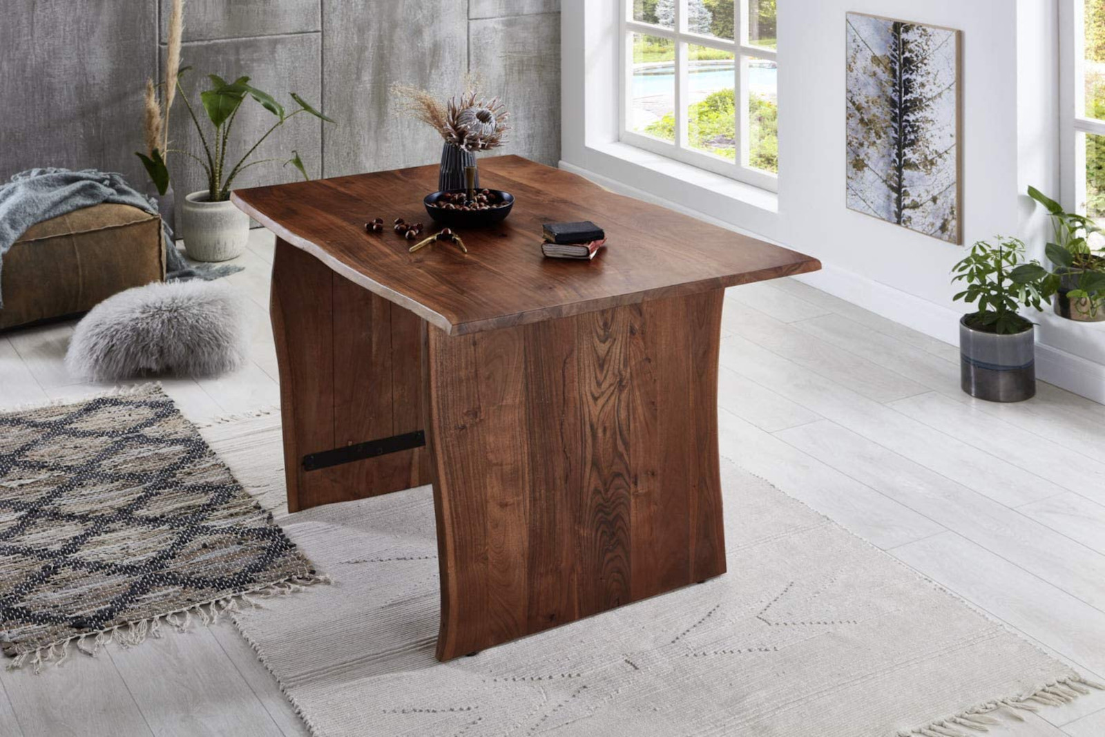  Trendiger Esszimmertisch 140 cm Akazie massiv nussbaumfarben Henry