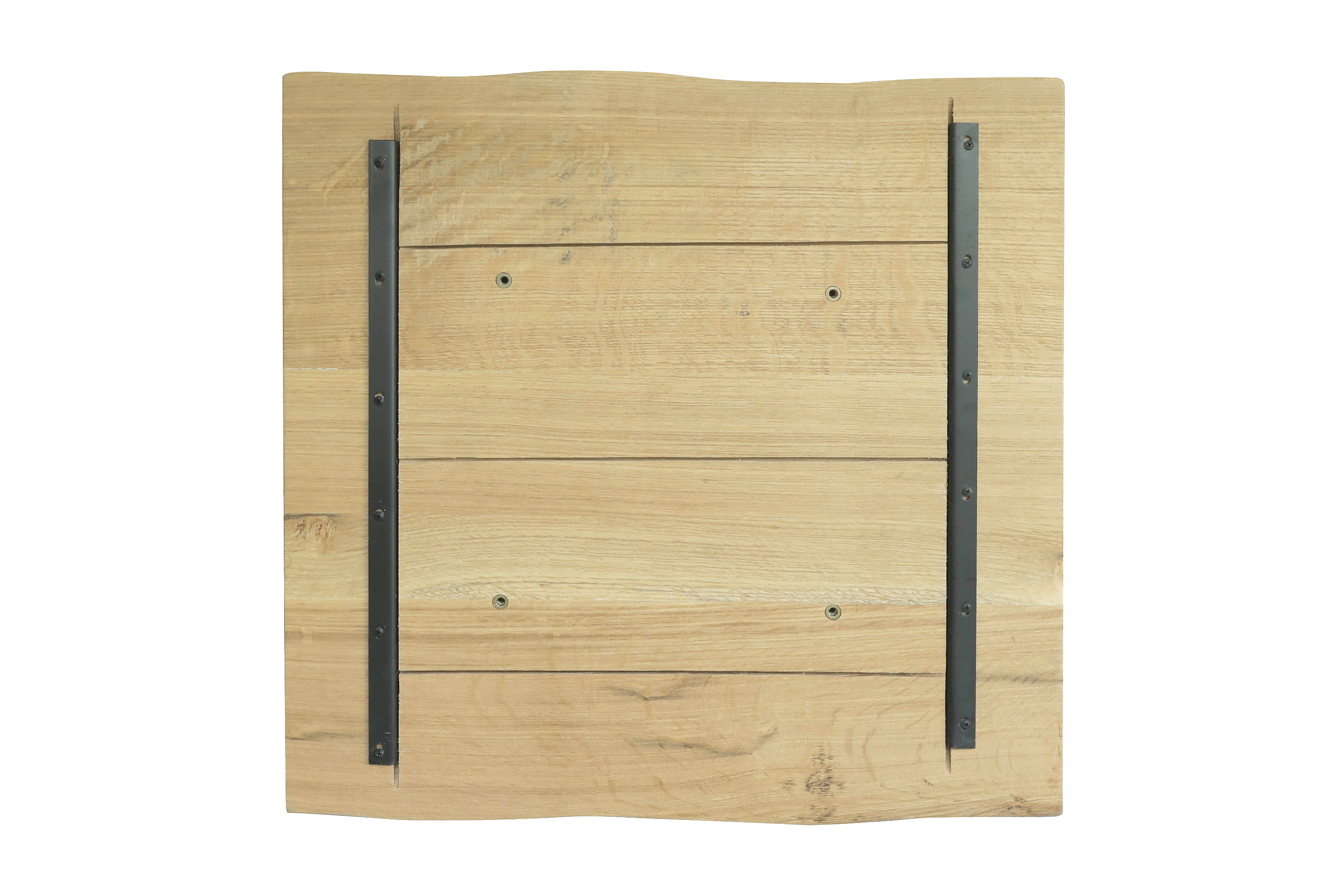 Bistrotisch Baumkante massiv Eiche geölt 80 x 80 cm Säulengestell schwarz IRIS