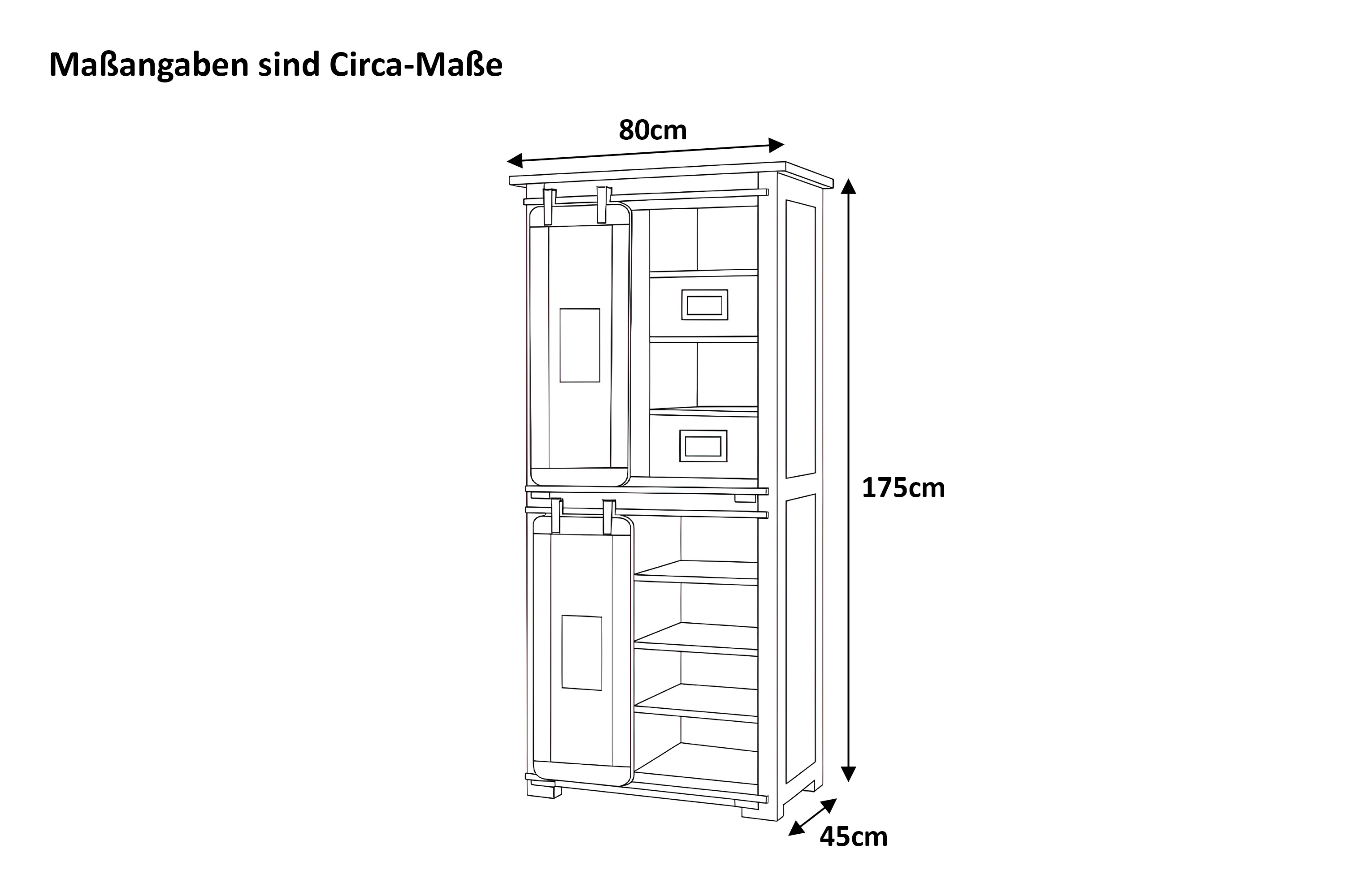 Highboard Mango Rough massiv vielfarbig 80 x 45 x 175 cm LIBRO