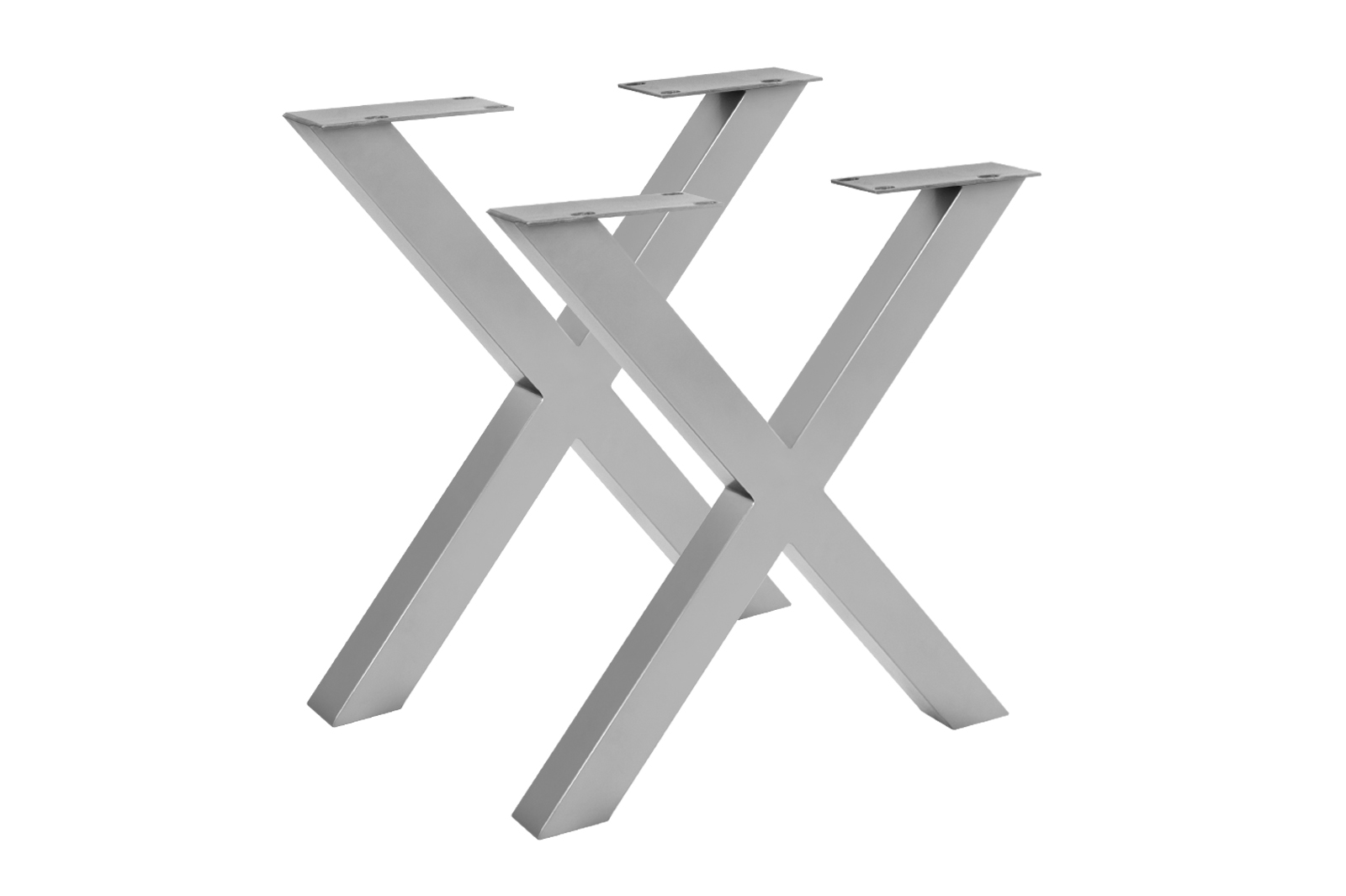 Tischgestell 2er Set Roheisen lackiert & zerlegt 70x10x74 cm silber X-Gestell