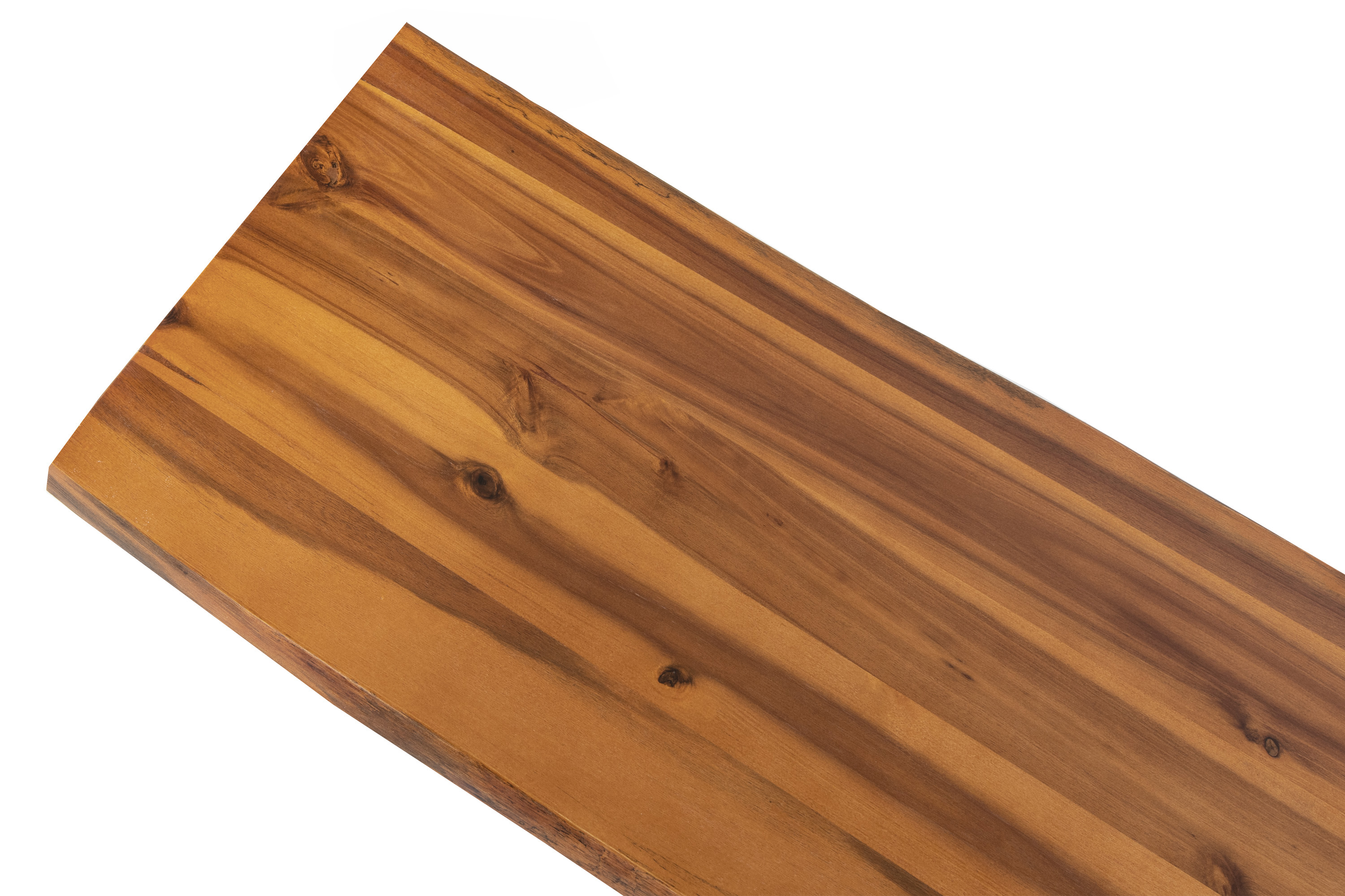Sitzbank Baumkante 120 cm Cognac massiv Akazie schwarz ESRA