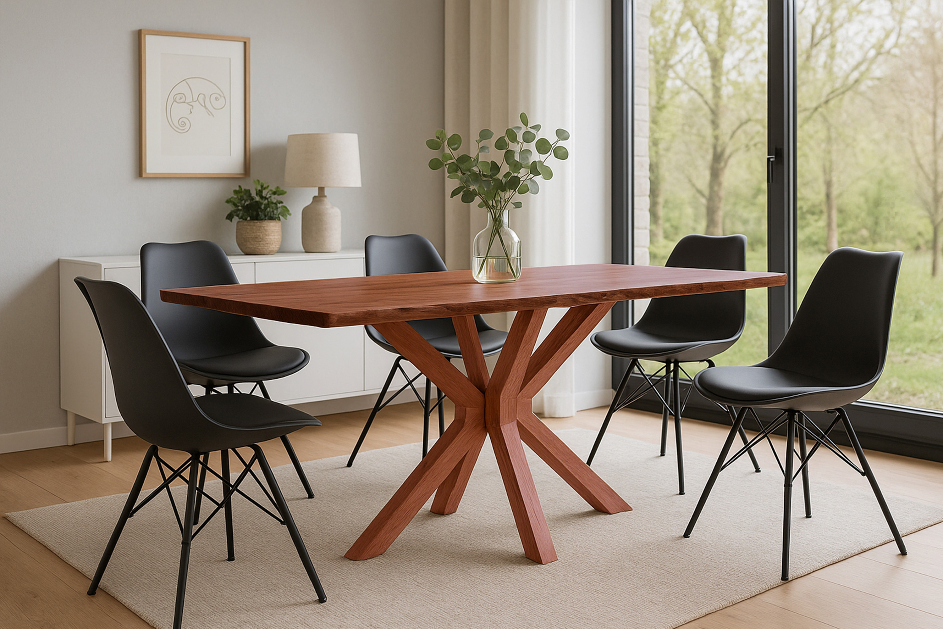 Esstisch Baumkante massiv Akazie nussbaum 240 x 100 cm Spider-Gestell Holz nussbaum PRAG