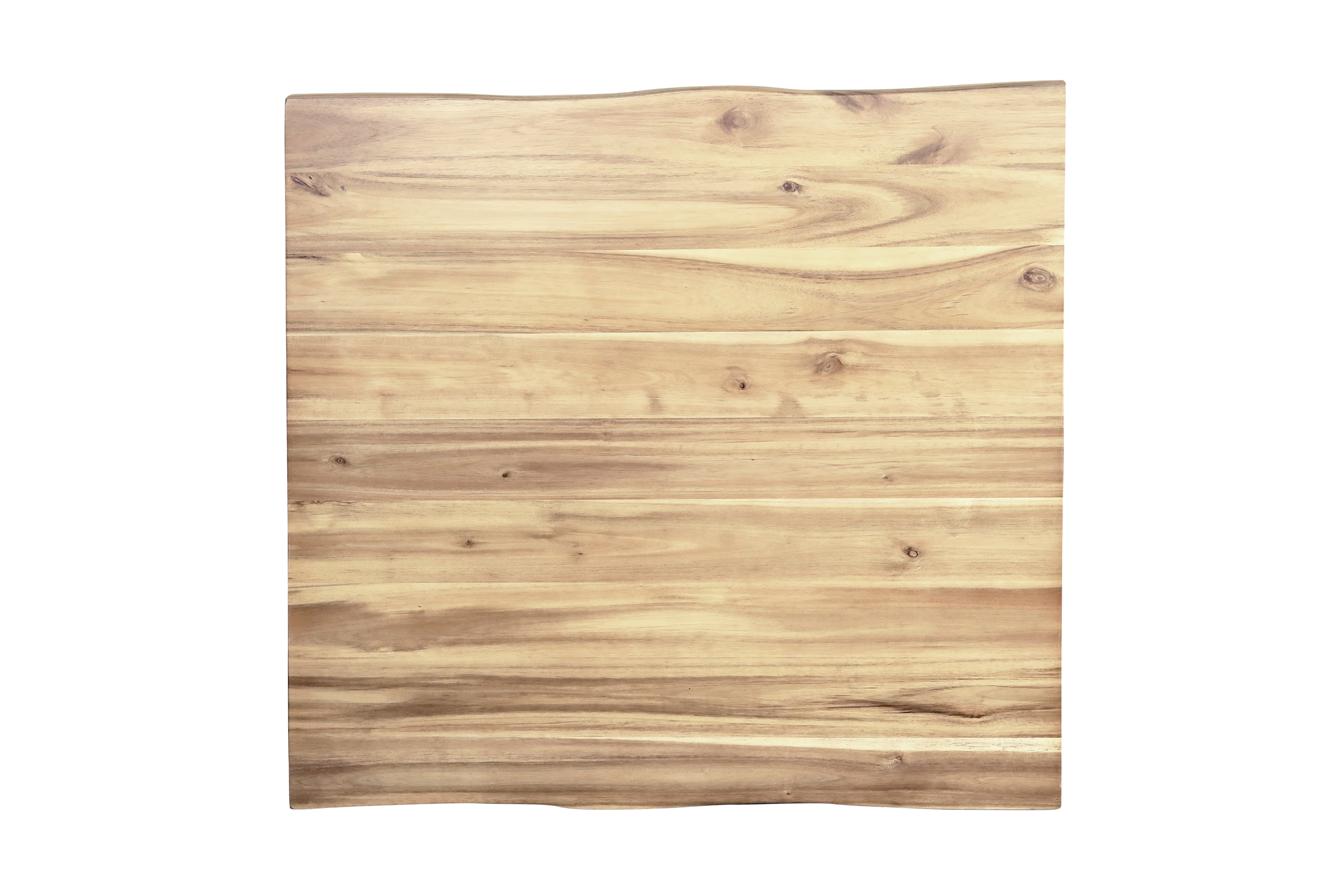 Bistrotisch Baumkante massiv 80 x 80 cm Akazie naturfarben lackiert Säulengestell schwarz IRIS