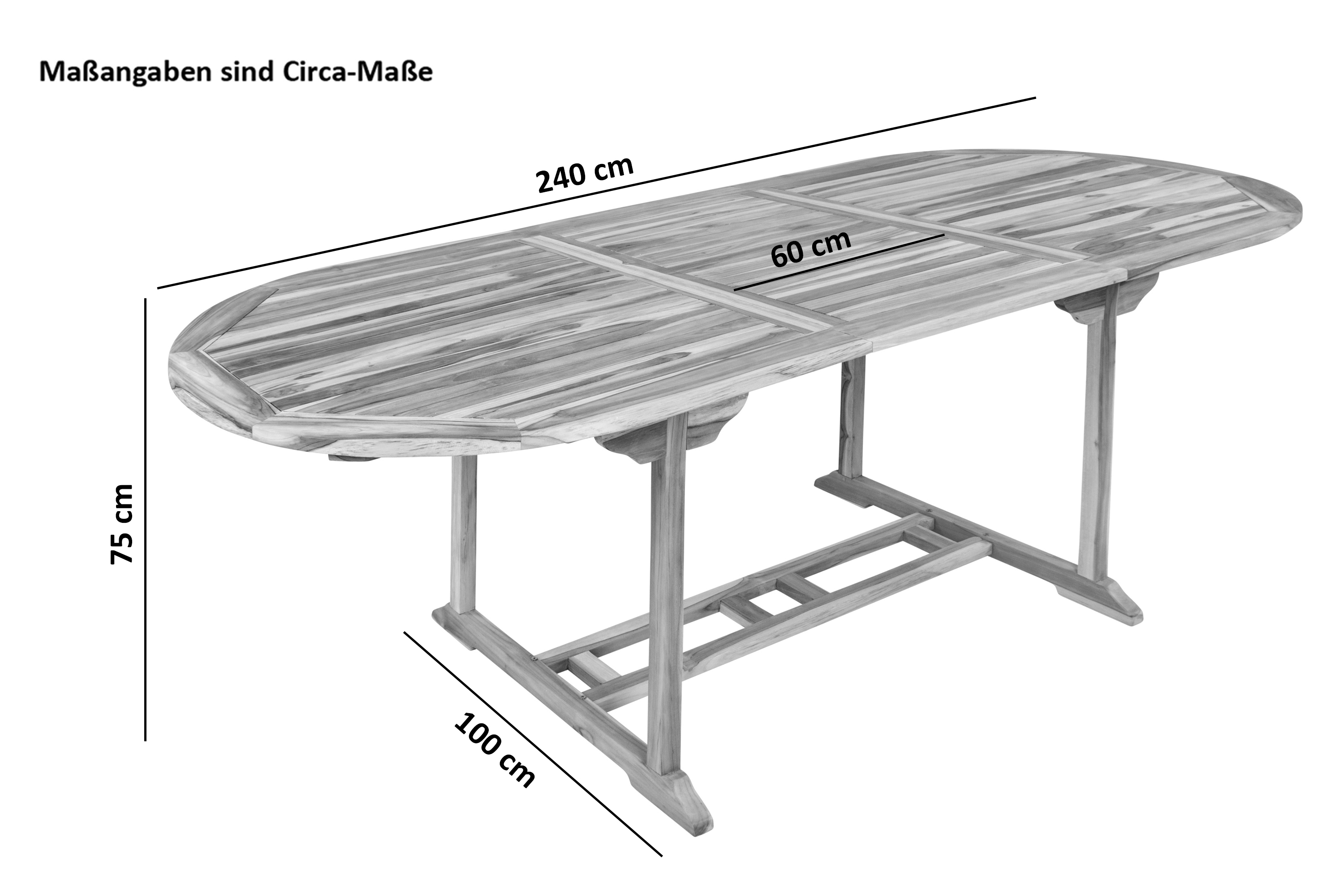  TEAK Gartentisch ausziehbar Teakholz 180 - 240 cm ARUBA